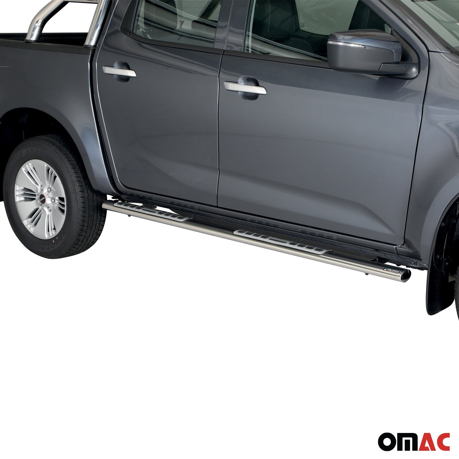 Estribos Barras Laterales para Isuzu D-Max Double Cab 2020-2025 Plata Acero