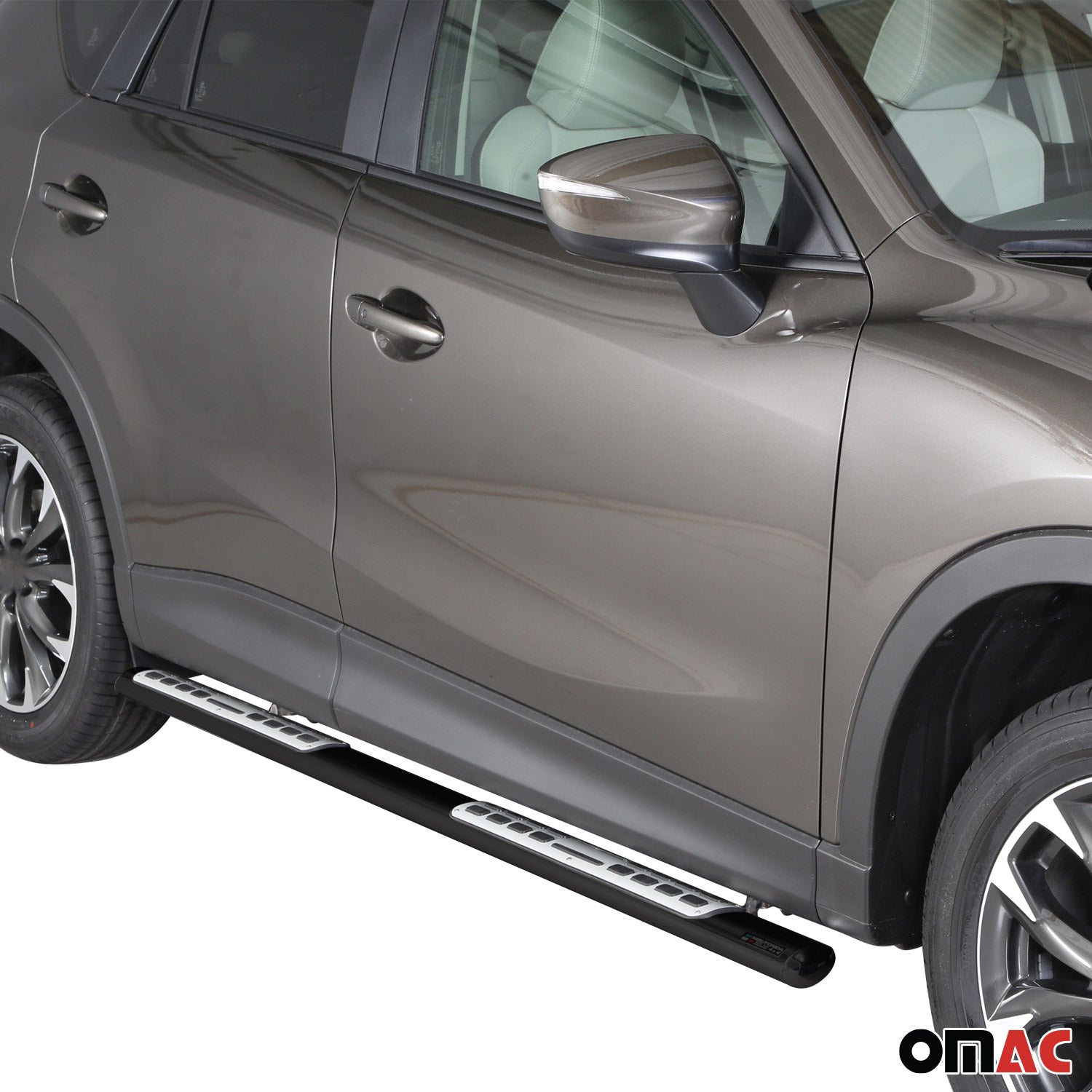 Par de Estribos Barras Laterales para Mazda CX-5 2015-2016 Negro Brillante Acero