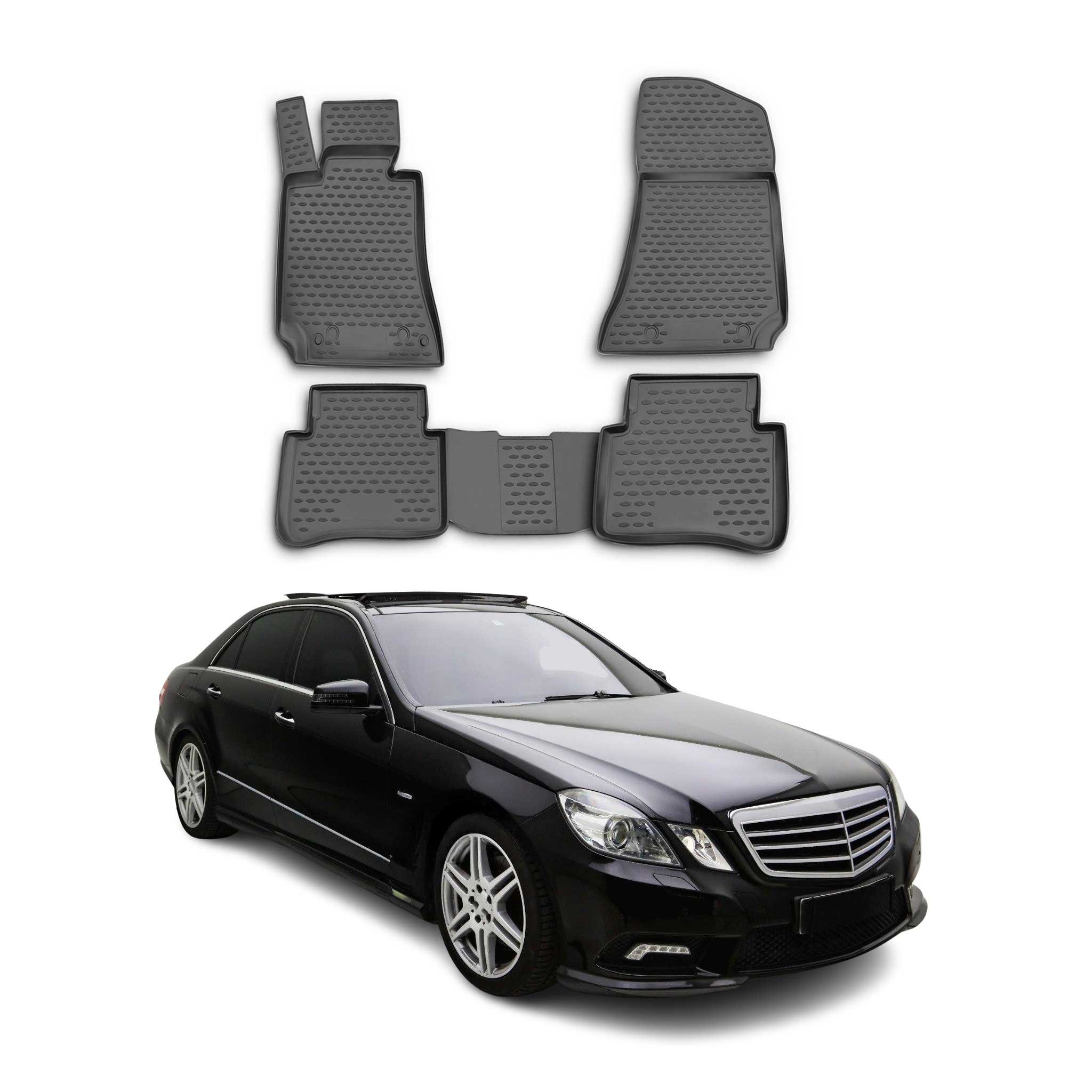 OMAC Alfombrillas De Coche para Mercedes E Class W212 2009-2016 Negro TPE 4Pza