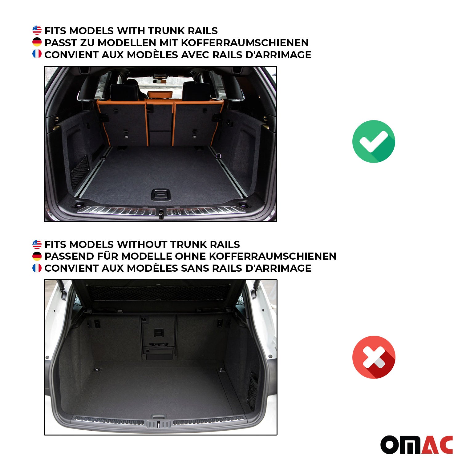 OMAC Premium Bandeja Maletero Alfombrilla para Audi Q8 2018-2025 Negro Goma TPE