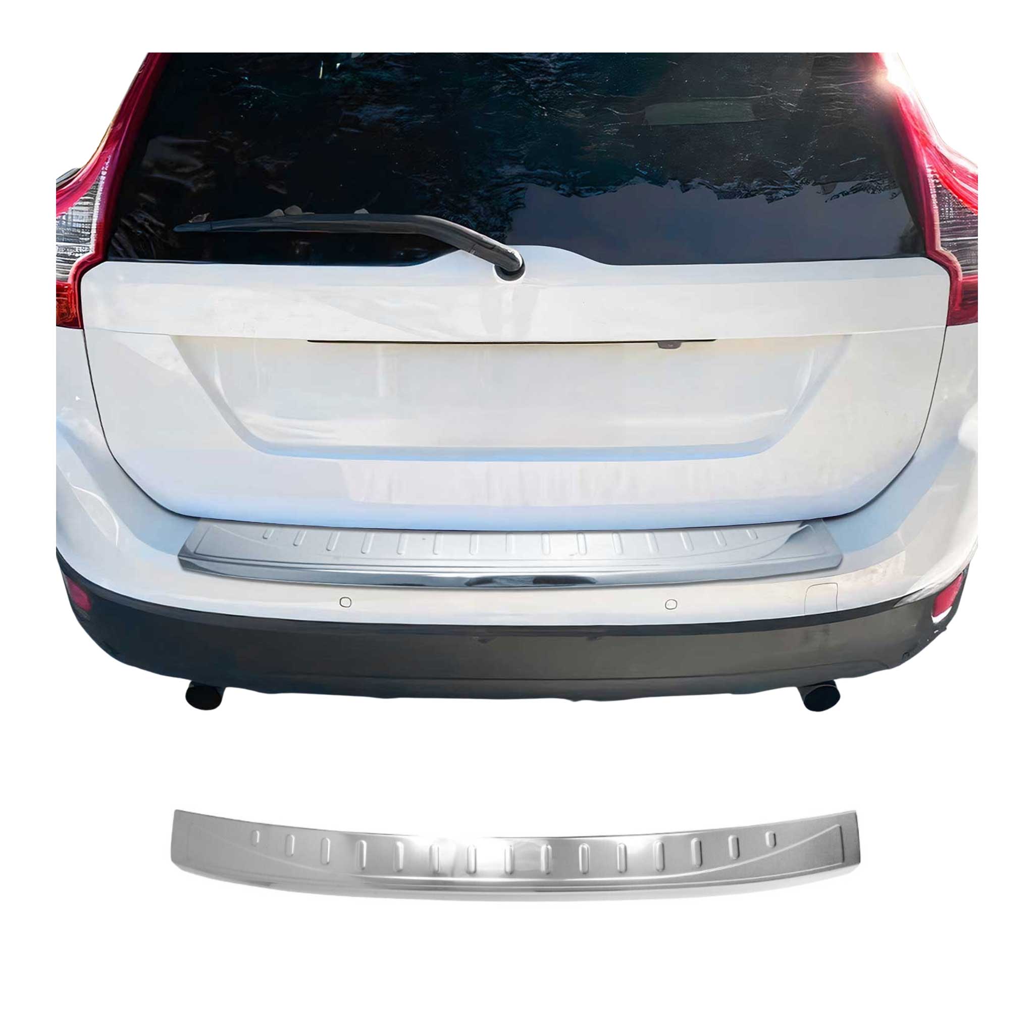 Protector de Parachoques Trasero para Volvo XC60 2013-2017 Plata Brillante Acero