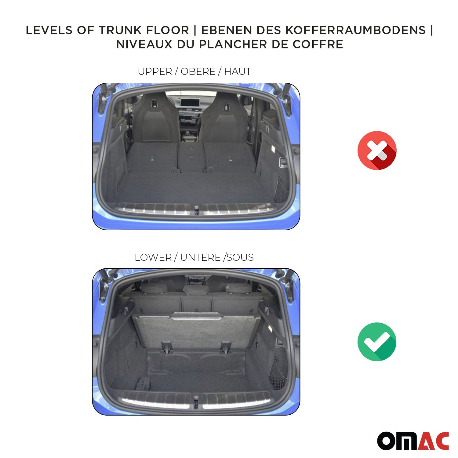 OMAC Bandeja Maletero Alfombrilla para Ford Focus Turnier 2018-2025 Negro TPE