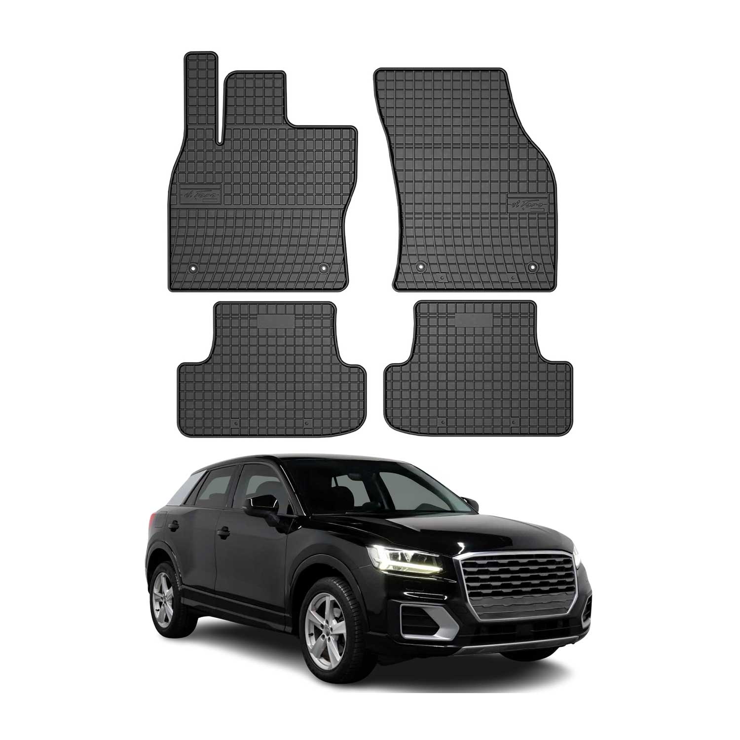 OMAC Alfombrillas De Coche para Audi Q2 2017-2026 Negro Goma 4Pza