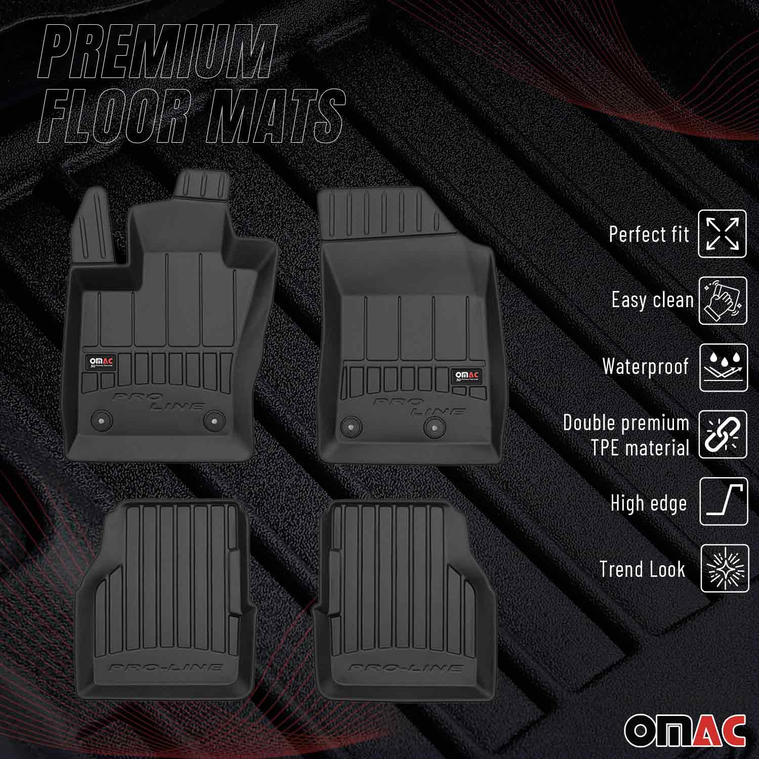 OMAC Premium Alfombrillas De Coche para Jeep Compass 2017-2025 Negro TPE Goma 4x