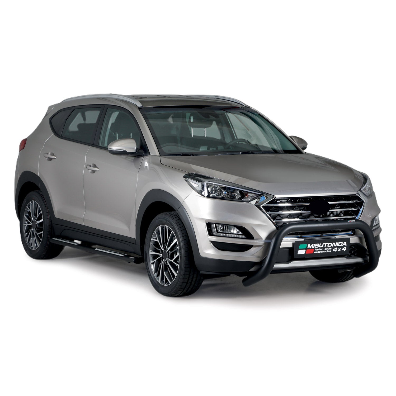 Bull Barra Frontal para Hyundai Tucson 2018-2021 Negro Brillante Acero 1Pza