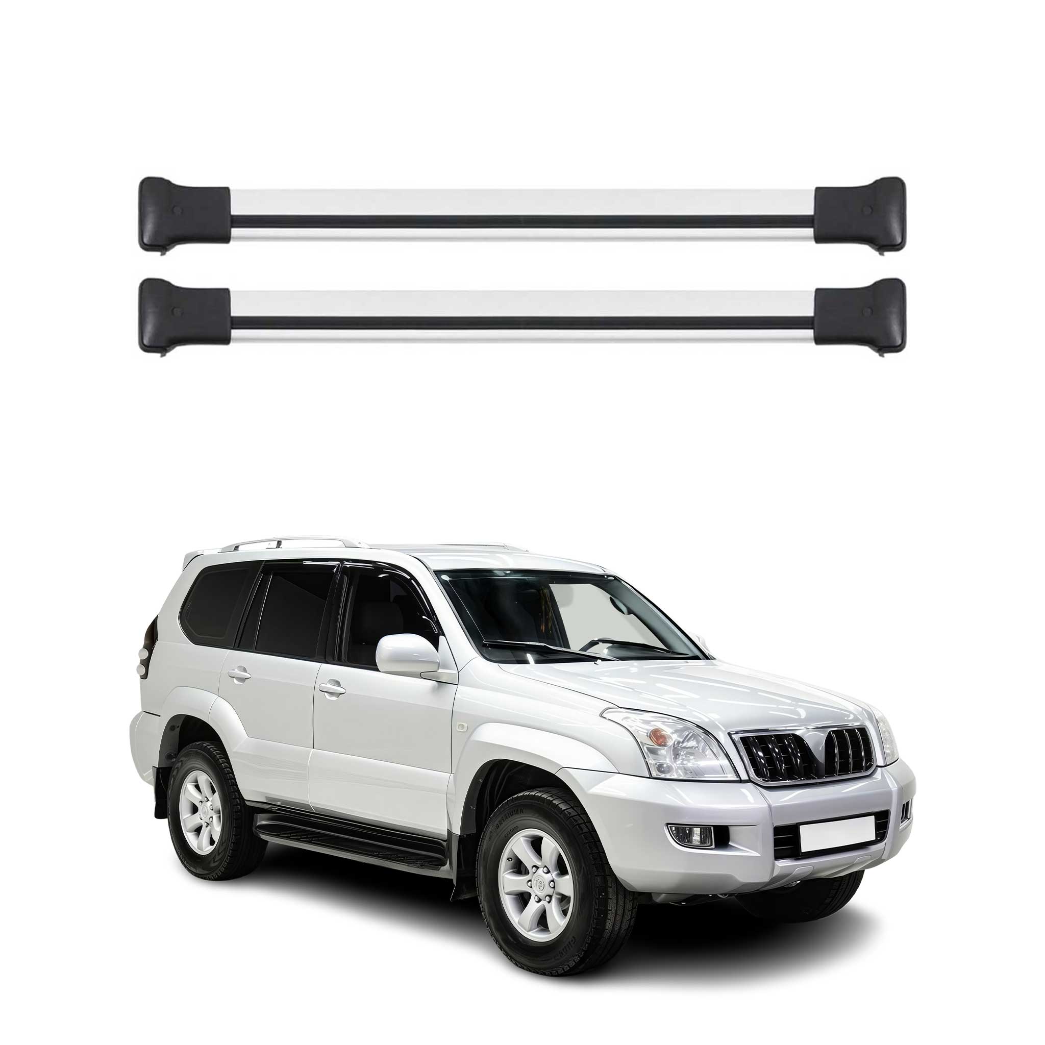 Barras de Techo Baca para Toyota Land Cruiser 2002-2009 Gris Aluminio 2Pza