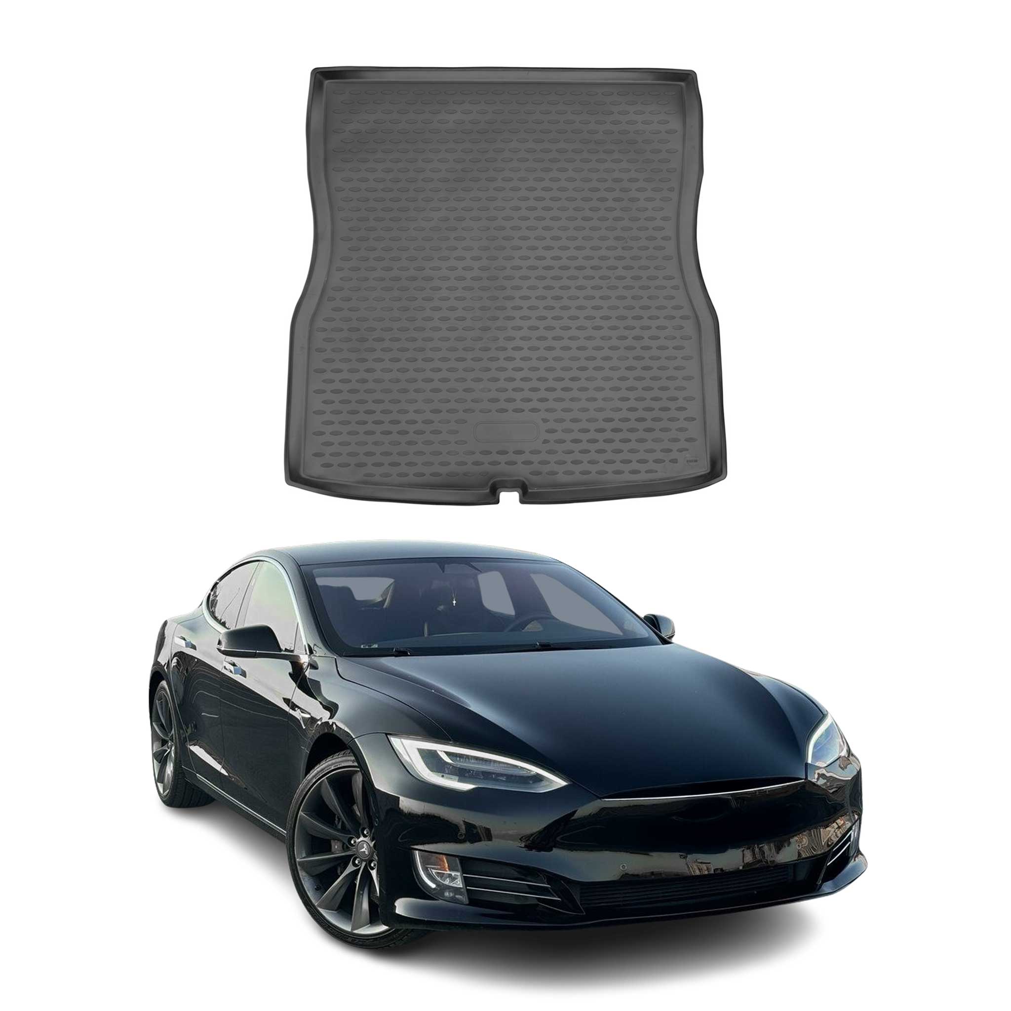 OMAC Bandeja Maletero Alfombrilla para Tesla Model S 2012-2025 Negro Goma TPE