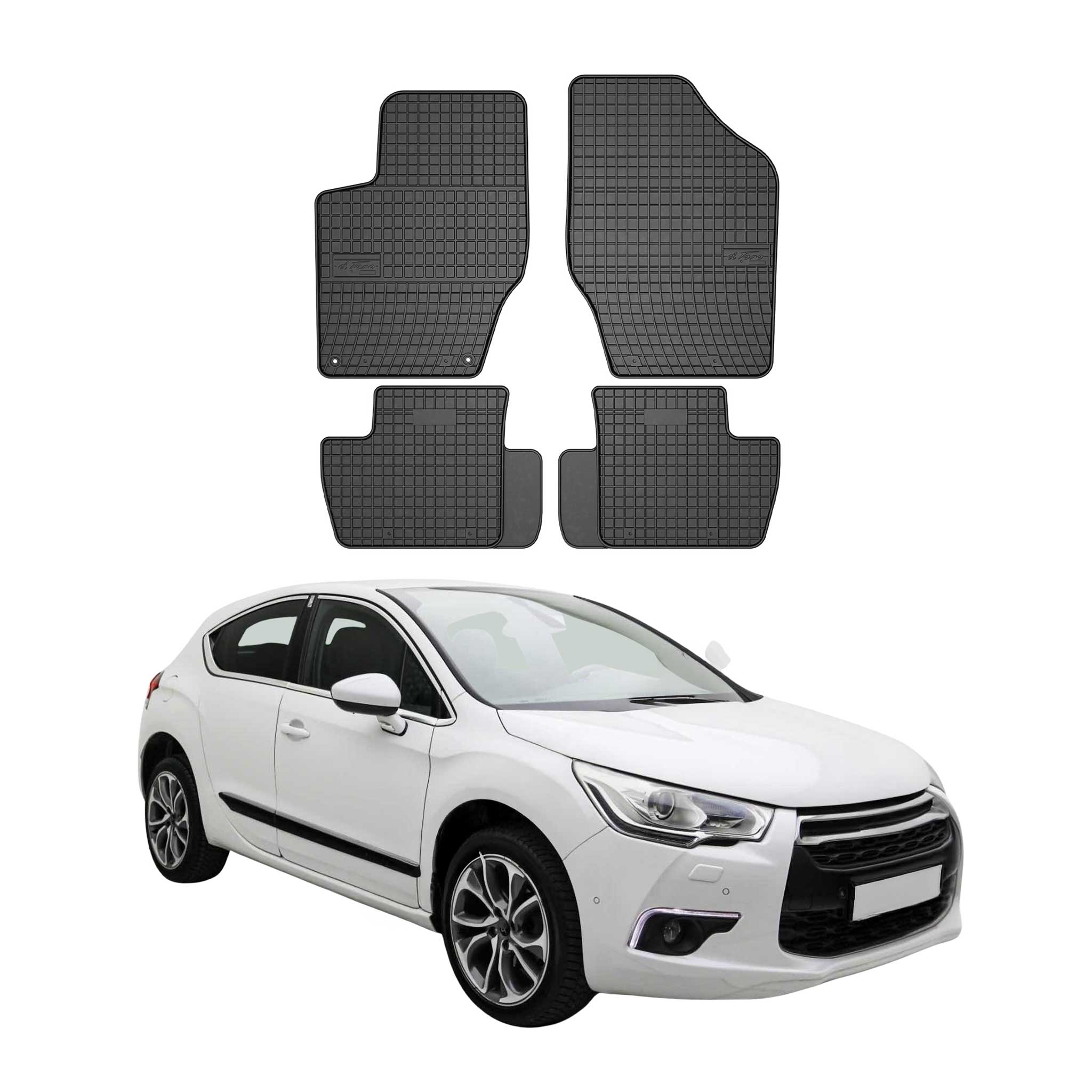 OMAC Alfombrillas De Coche para Citroen DS4 2011-2015 Negro Goma 4Pza