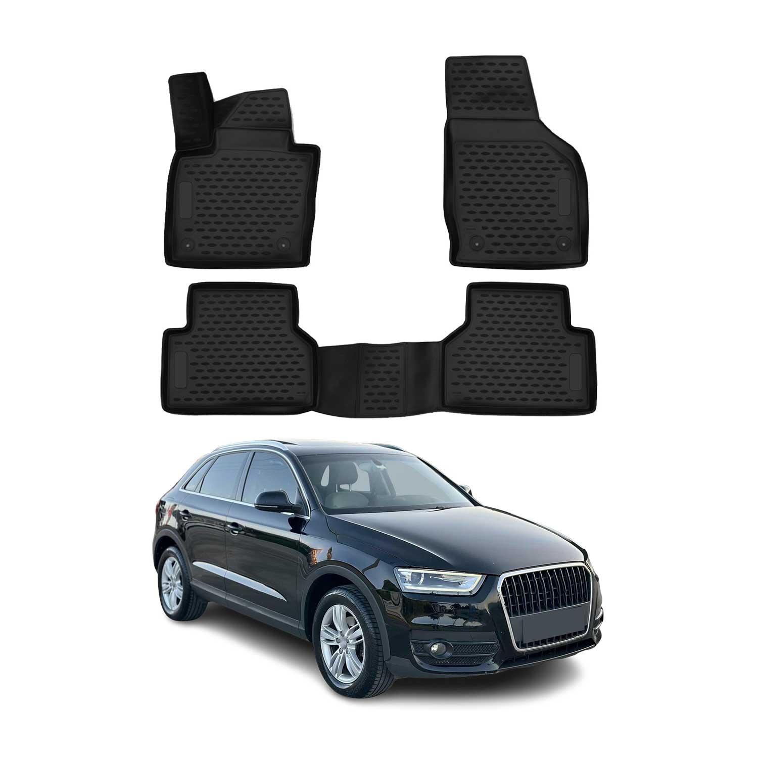 OMAC Alfombrillas De Coche para Audi Q3 2011-2018 Negro TPE Goma 4Pza