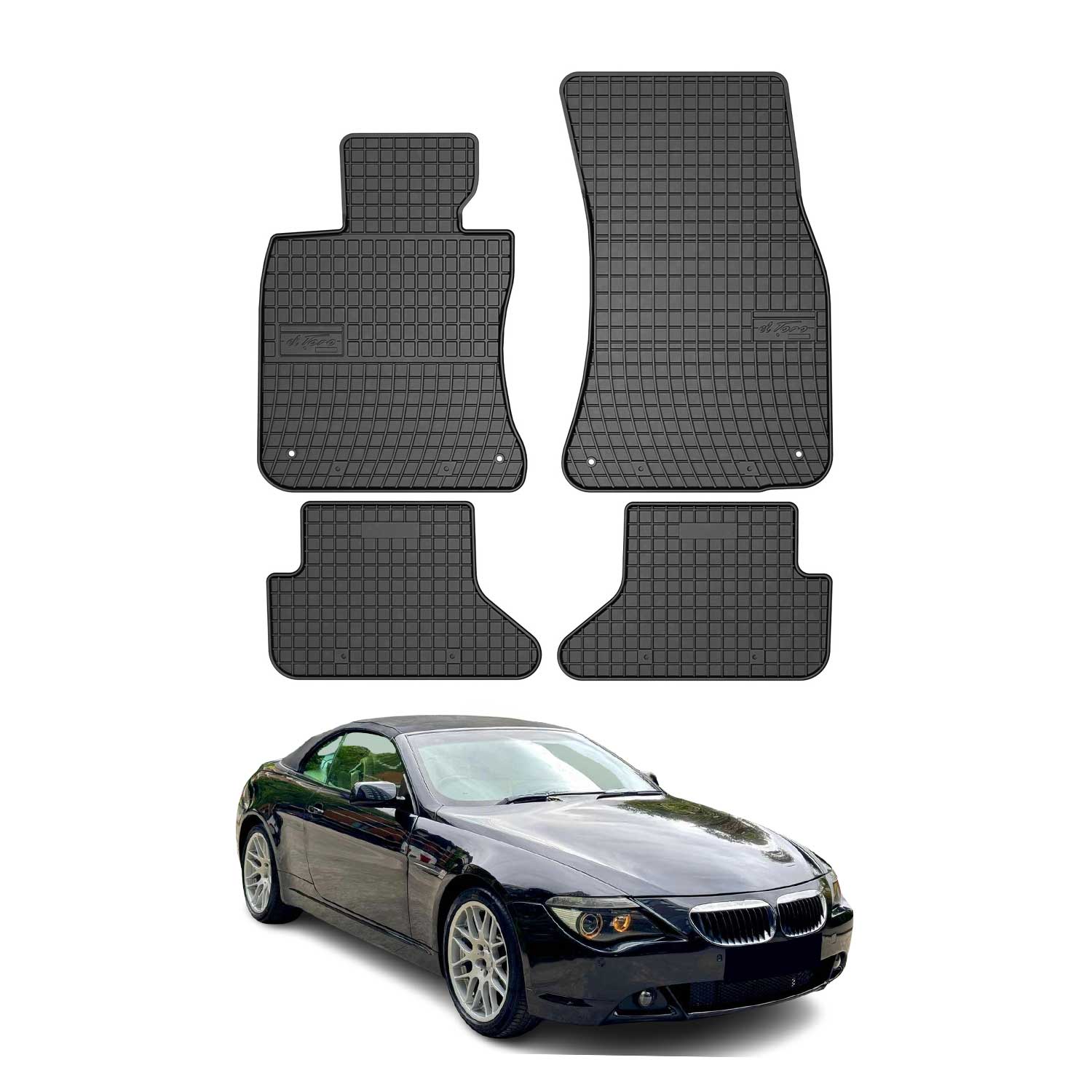 OMAC Alfombrillas De Coche para BMW Serie 6 E64 Cabrio 2004-2010 Negro Goma 4Pza
