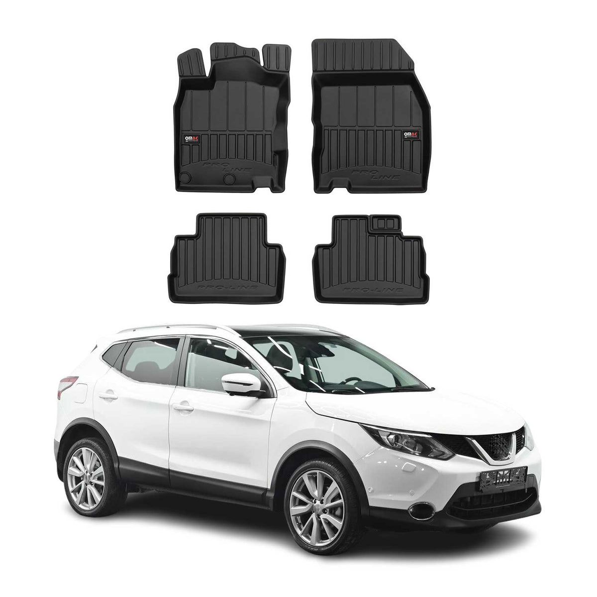 OMAC Premium Alfombrillas De Coche para Nissan Qashqai J11 2014-2021 TPE Goma 4x