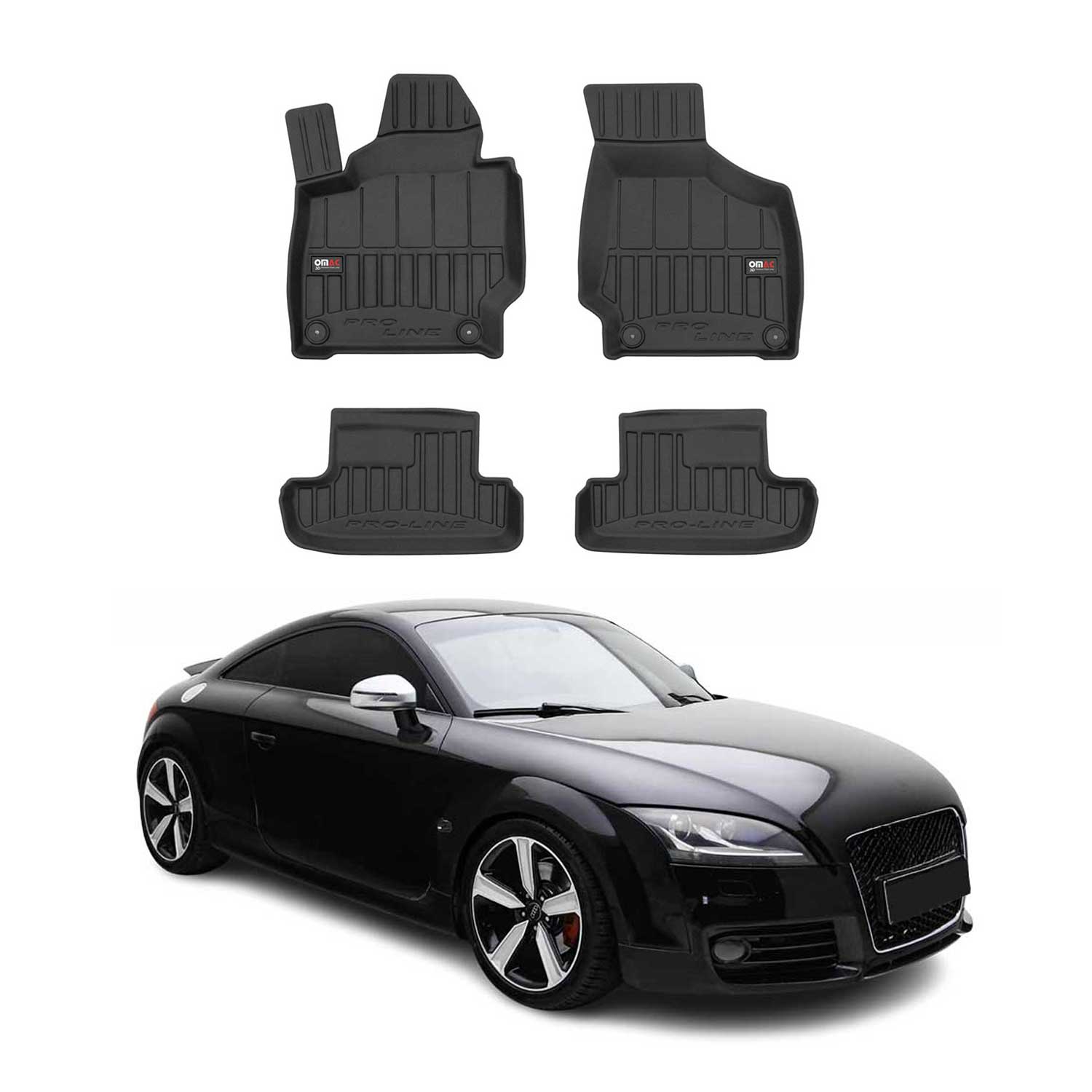 OMAC Premium Alfombrillas De Coche para Audi TT MK2 8J 2006-2014 TPE Goma 4x