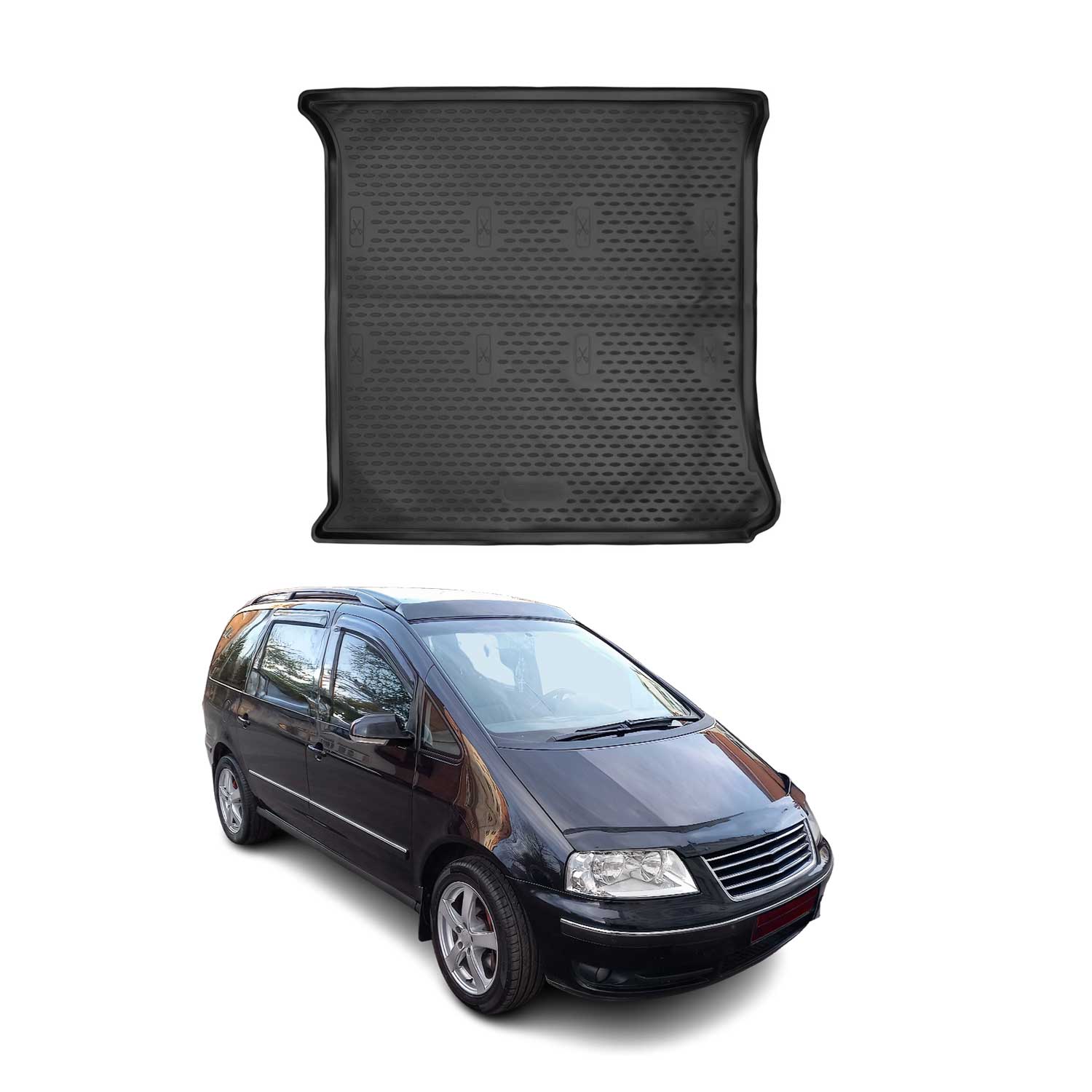 OMAC Bandeja Maletero Alfombrilla para VW Sharan 1995-2010 Negro Goma TPE 1Pza