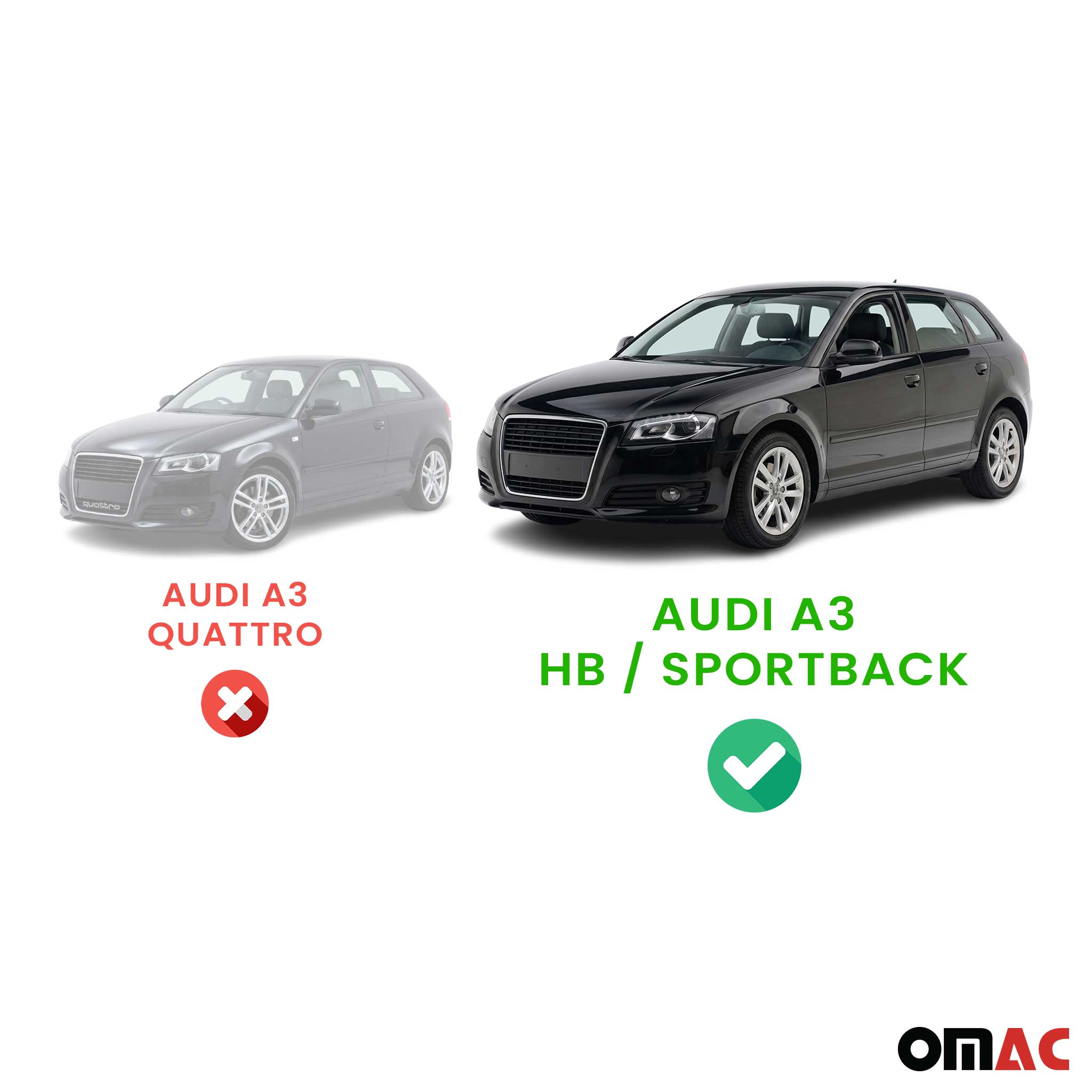 OMAC Bandeja Maletero Alfombrilla para Audi A3 8P Sportback 2003-13 Negro TPE