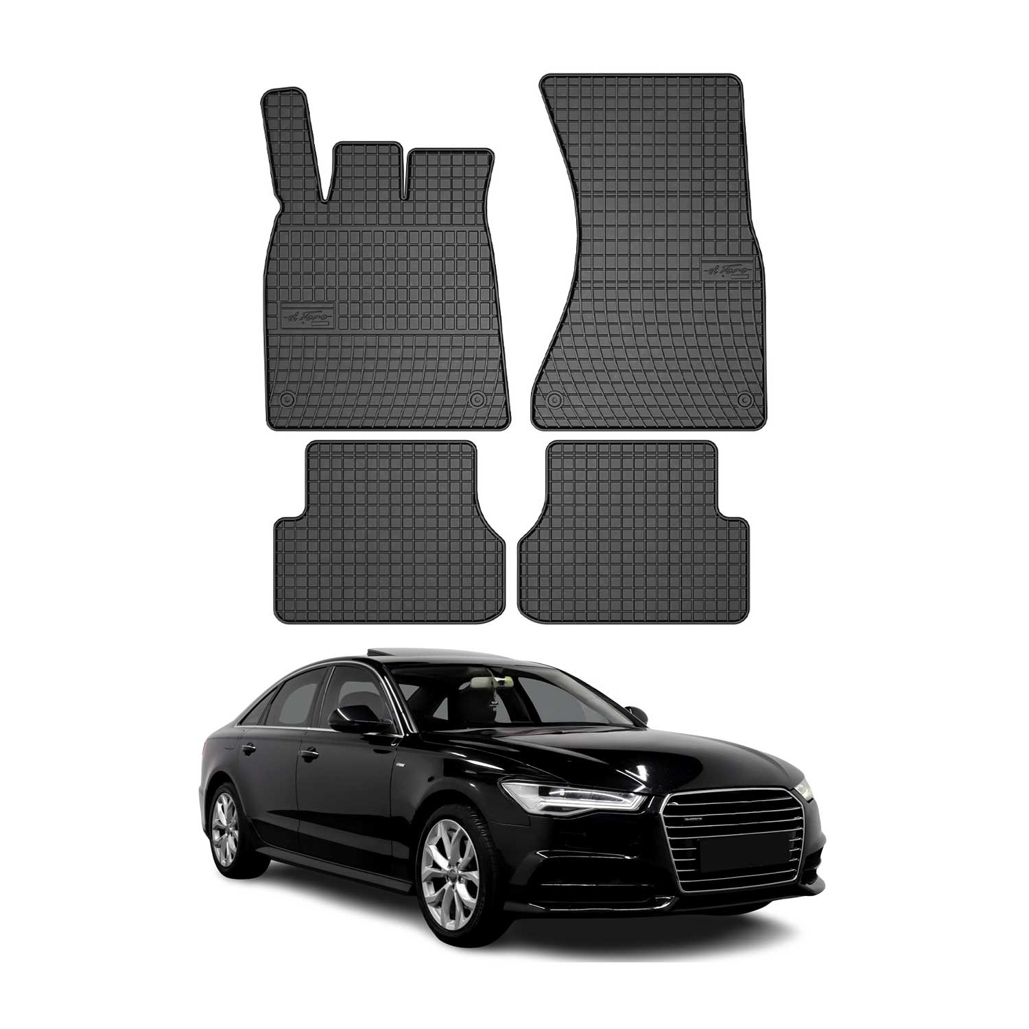 OMAC Alfombrillas De Coche para Audi A6 C7 2011-2018 Negro Goma 4Pza
