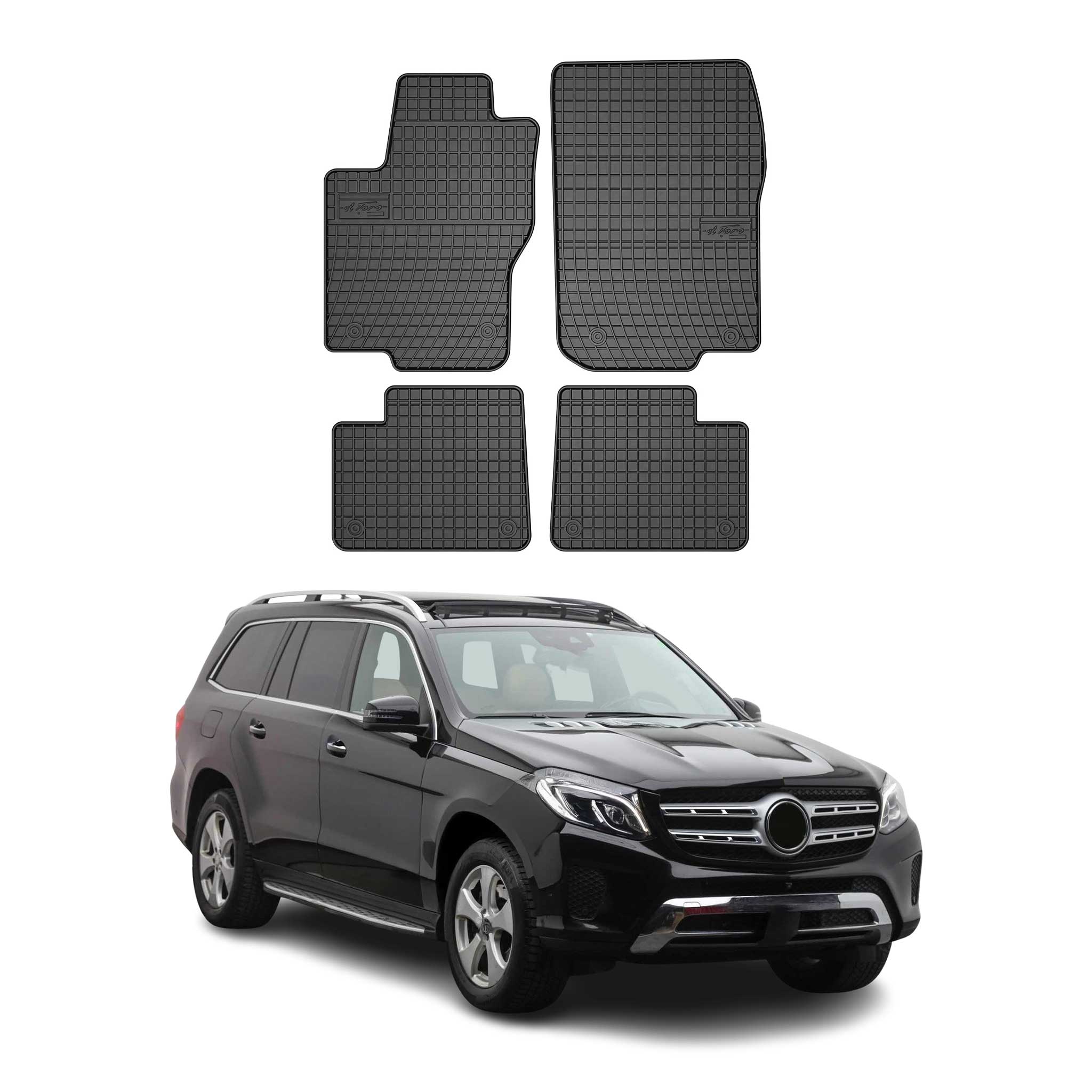 OMAC Alfombrillas De Coche para Mercedes GLS X166 2016-2019 Negro Goma TPE 4Pza