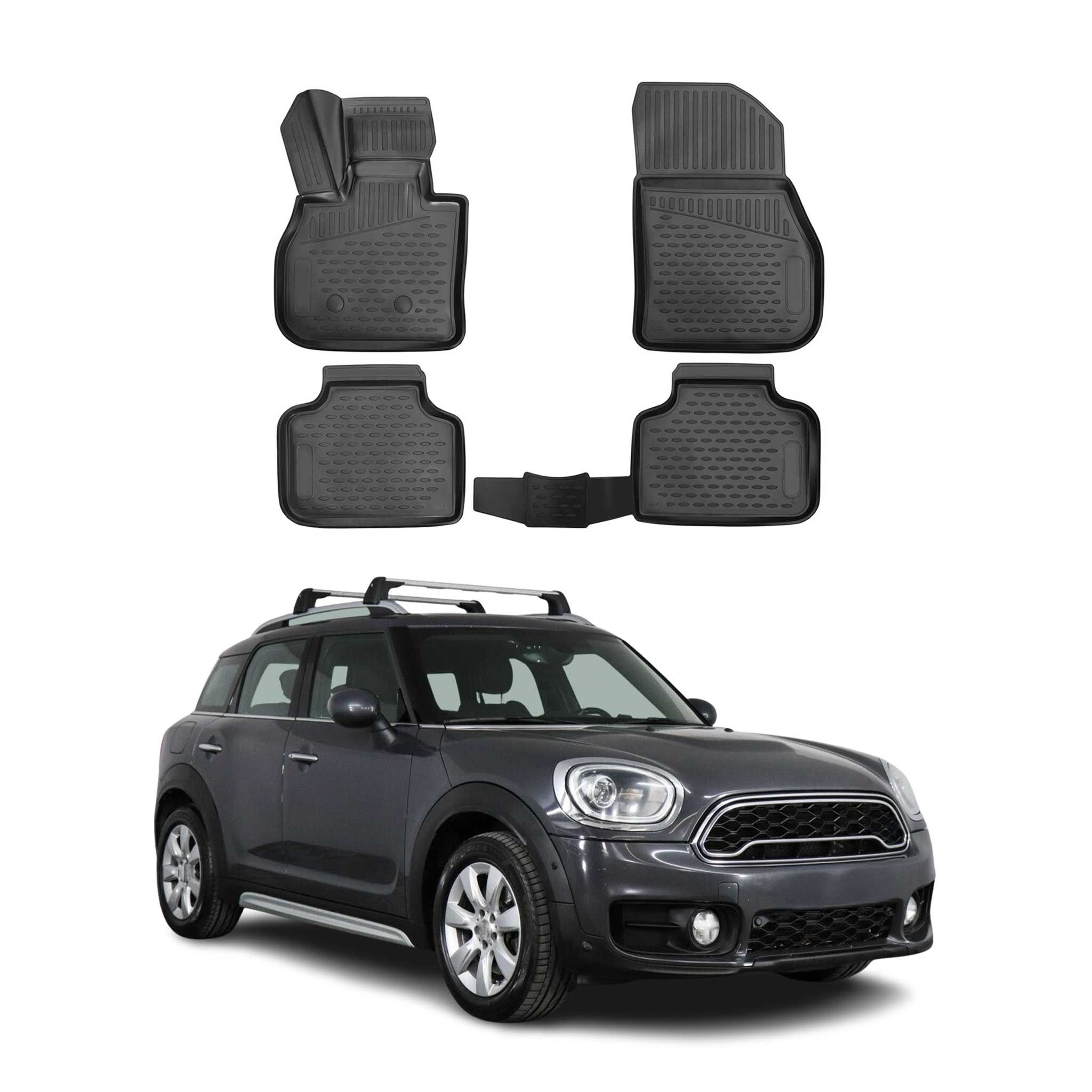 OMAC Alfombrillas Coche para Mini Countryman F60 2016-2025 Negro Goma TPE 4Pza
