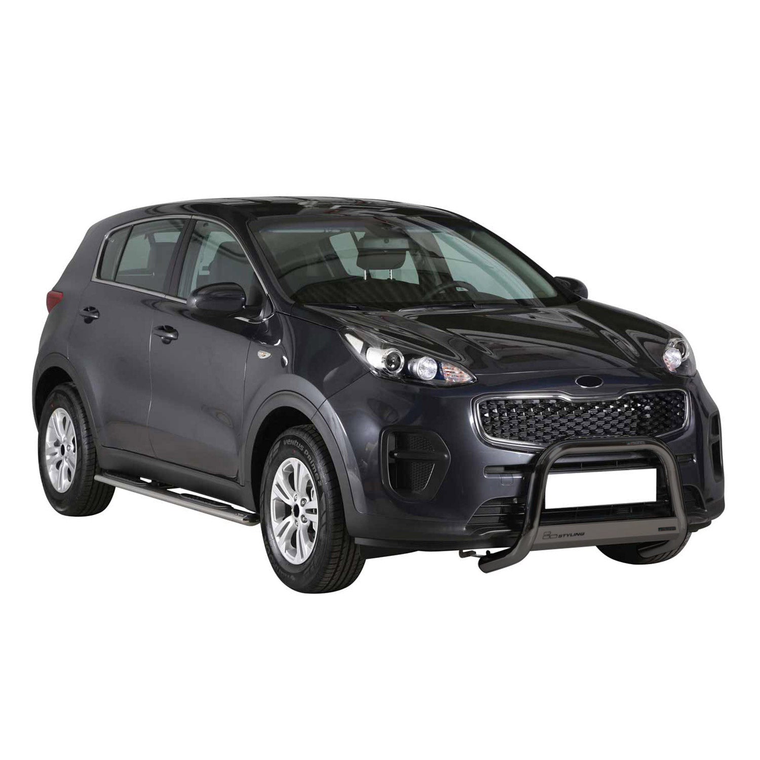 Bull Barra Frontal para Kia Sportage 2016-2018 Negro Brillante Acero