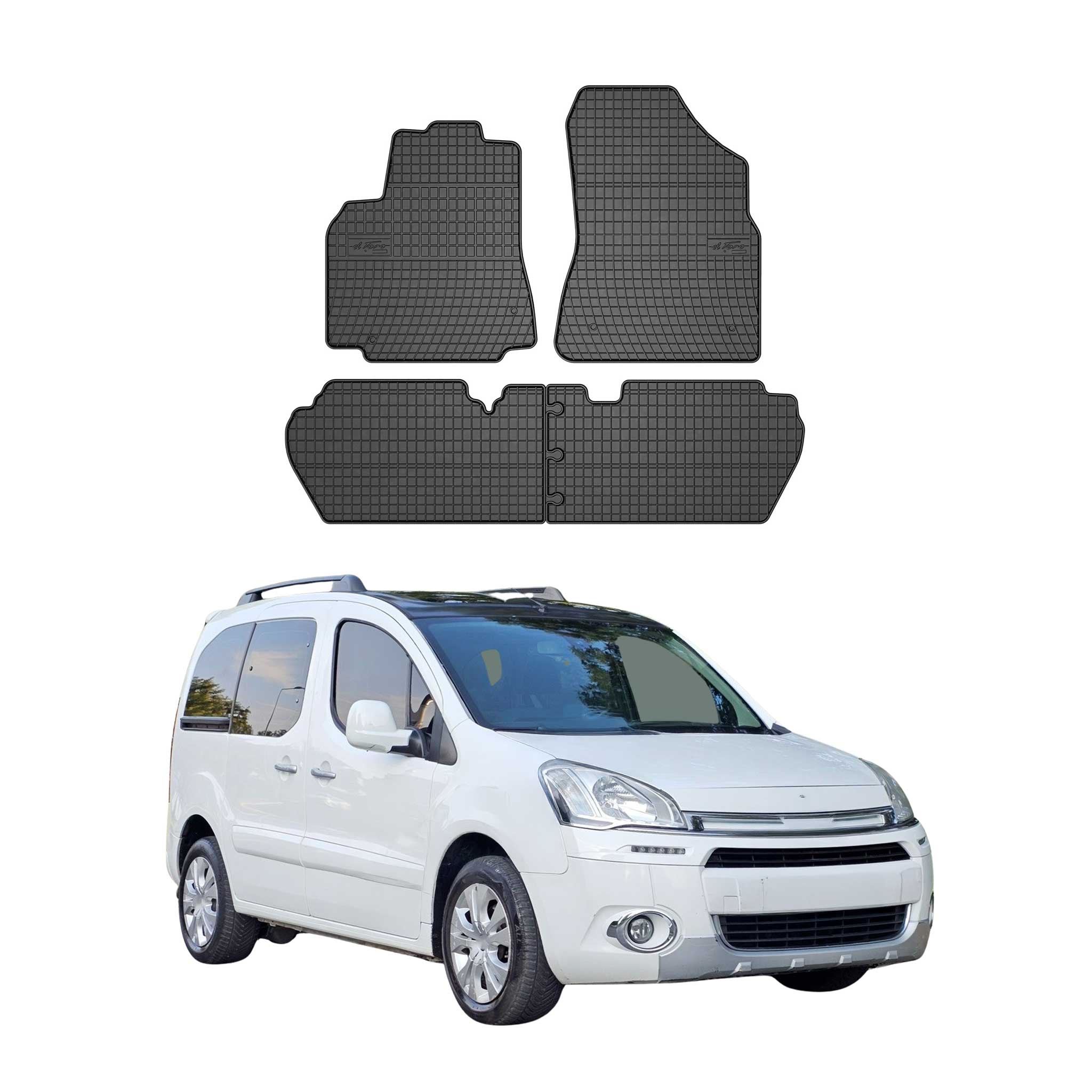OMAC Alfombrillas De Coche para Citroen Berlingo 2008-2018 Negro Goma 4Pza
