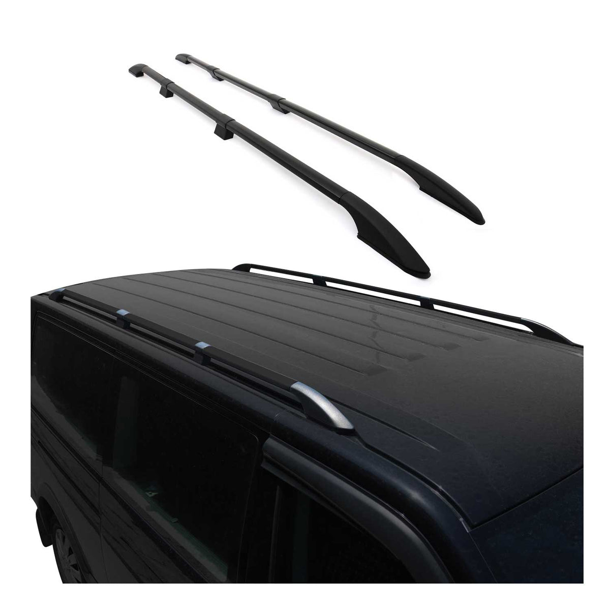 Rieles de Techo Coche para VW Caddy Maxi 3 2003-2015 L2 Largo Negro Aluminio 2x