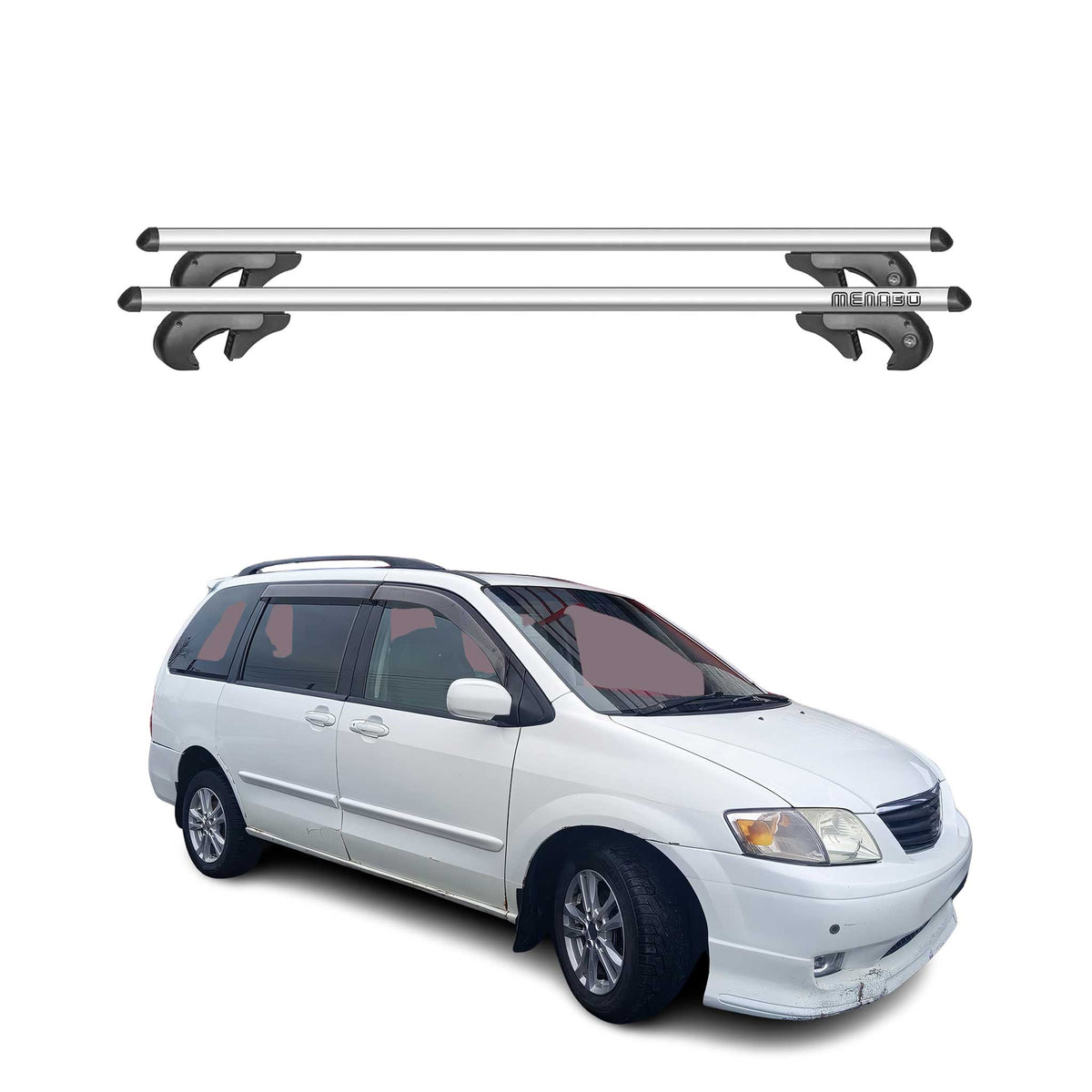 Menabo Barras de Techo Baca para Mazda MPV 1997-1998 Gris Aluminio 2Pza