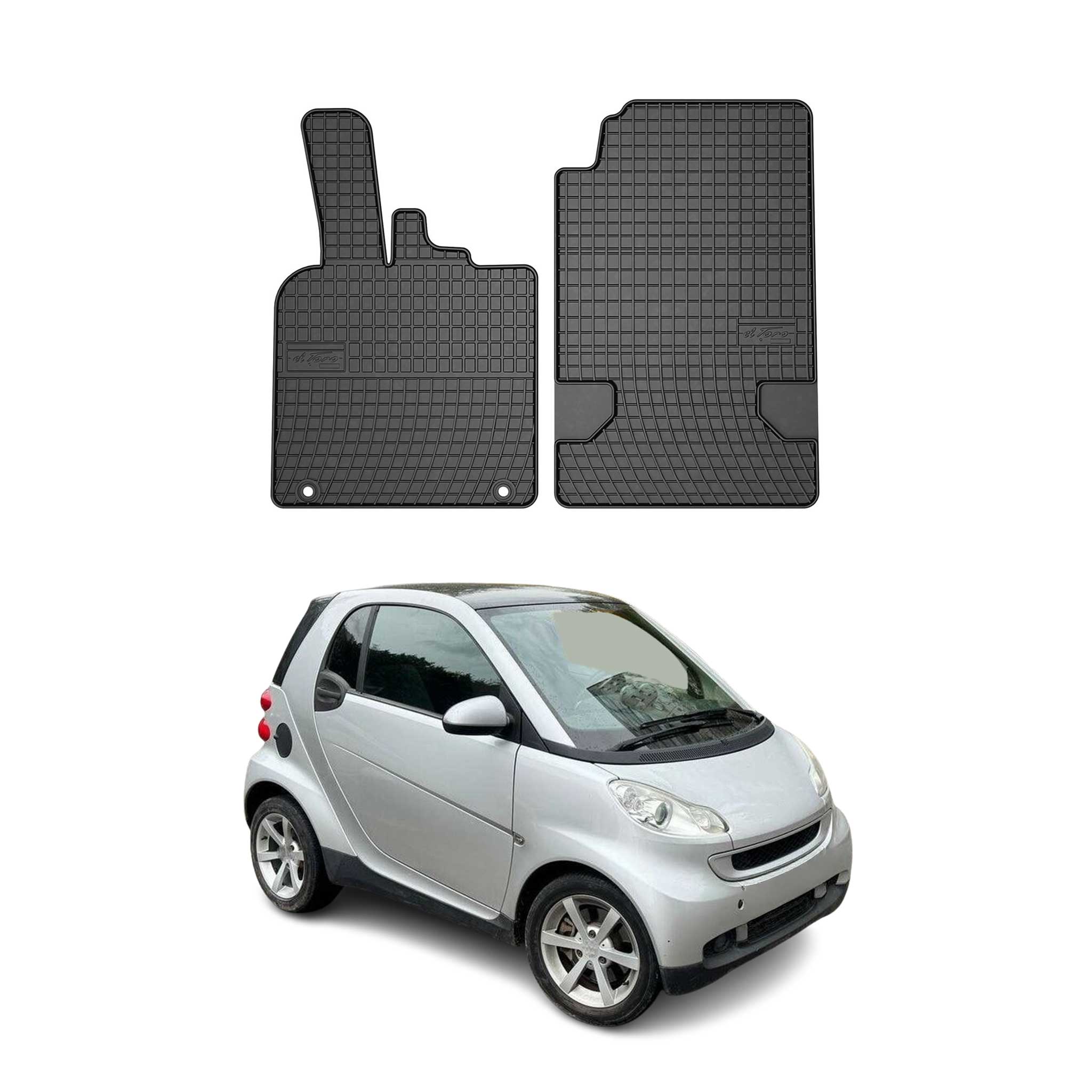 OMAC Alfombrillas De Coche para Smart ForTwo 2007-2014 Negro Goma 2Pza