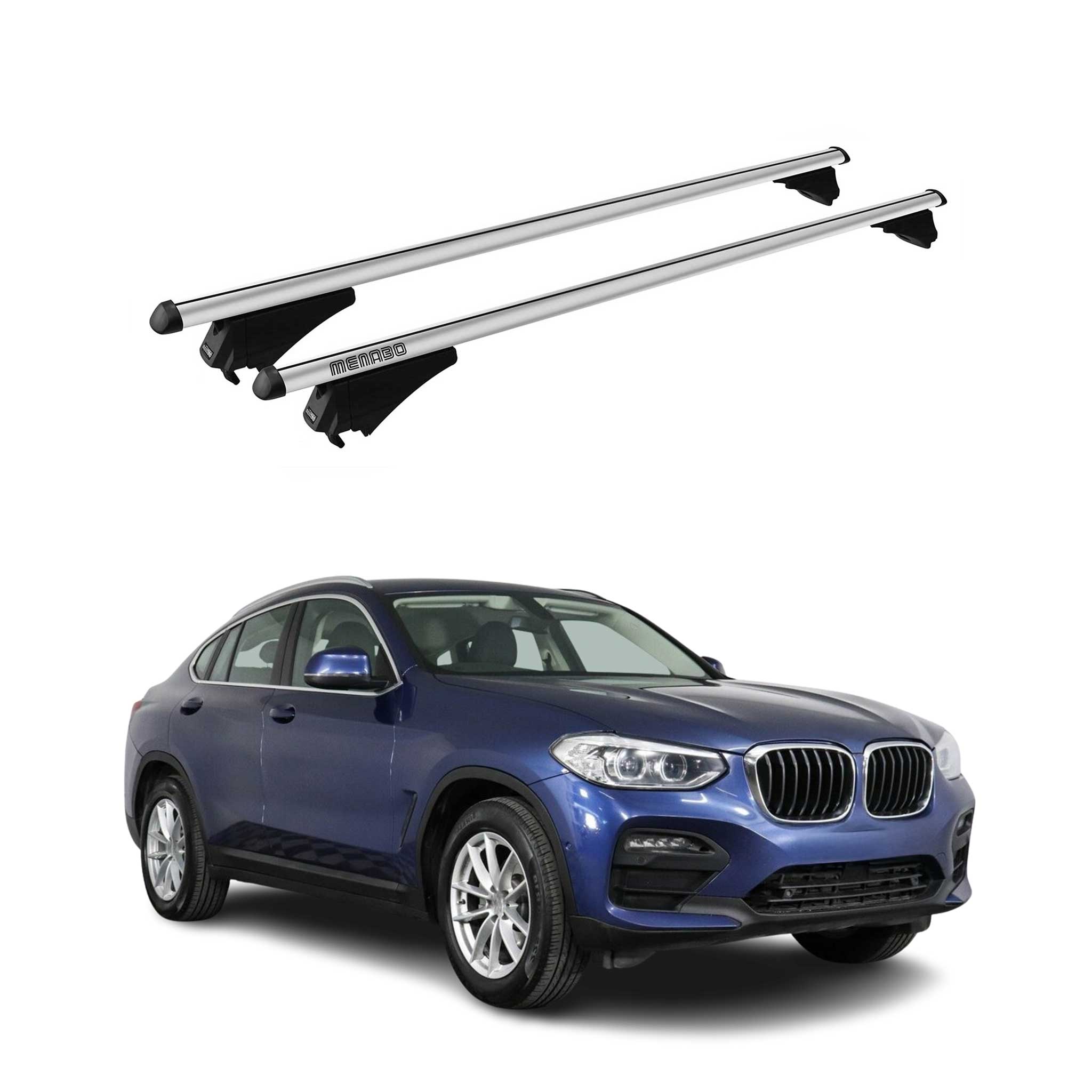 Menabo Barras de Techo Coche Baca para BMW X4 G02 2018-2025 Gris Aluminio 2Pza