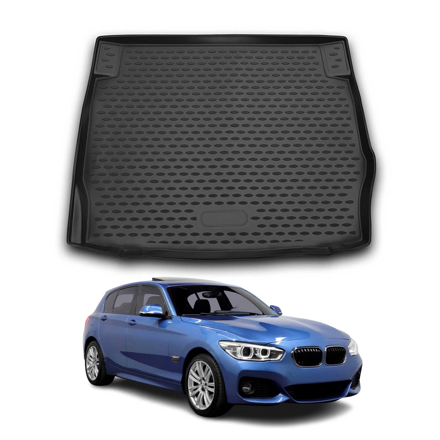 OMAC Bandeja Maletero Alfombrilla para BMW Serie 1 F20 2011-2019 Negro Goma TPE
