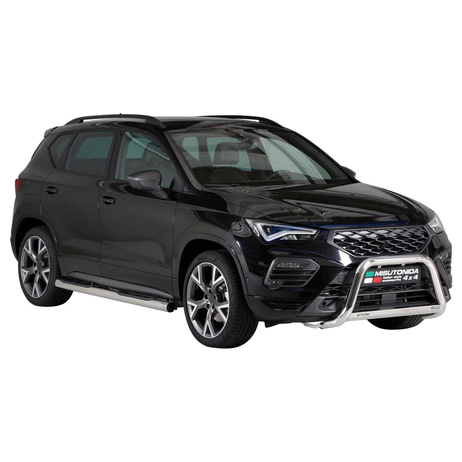 Bull Barra Frontal para Seat Ateca 2021-2025 Plata Brillante Acero 1Pza