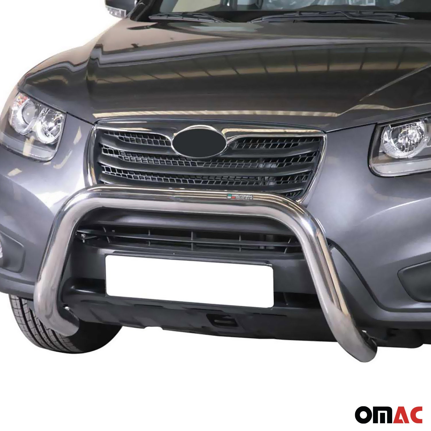 Bull Barra Frontal para Hyundai Santa Fe 2009-2012 Plata Brillante Acero 1Pza
