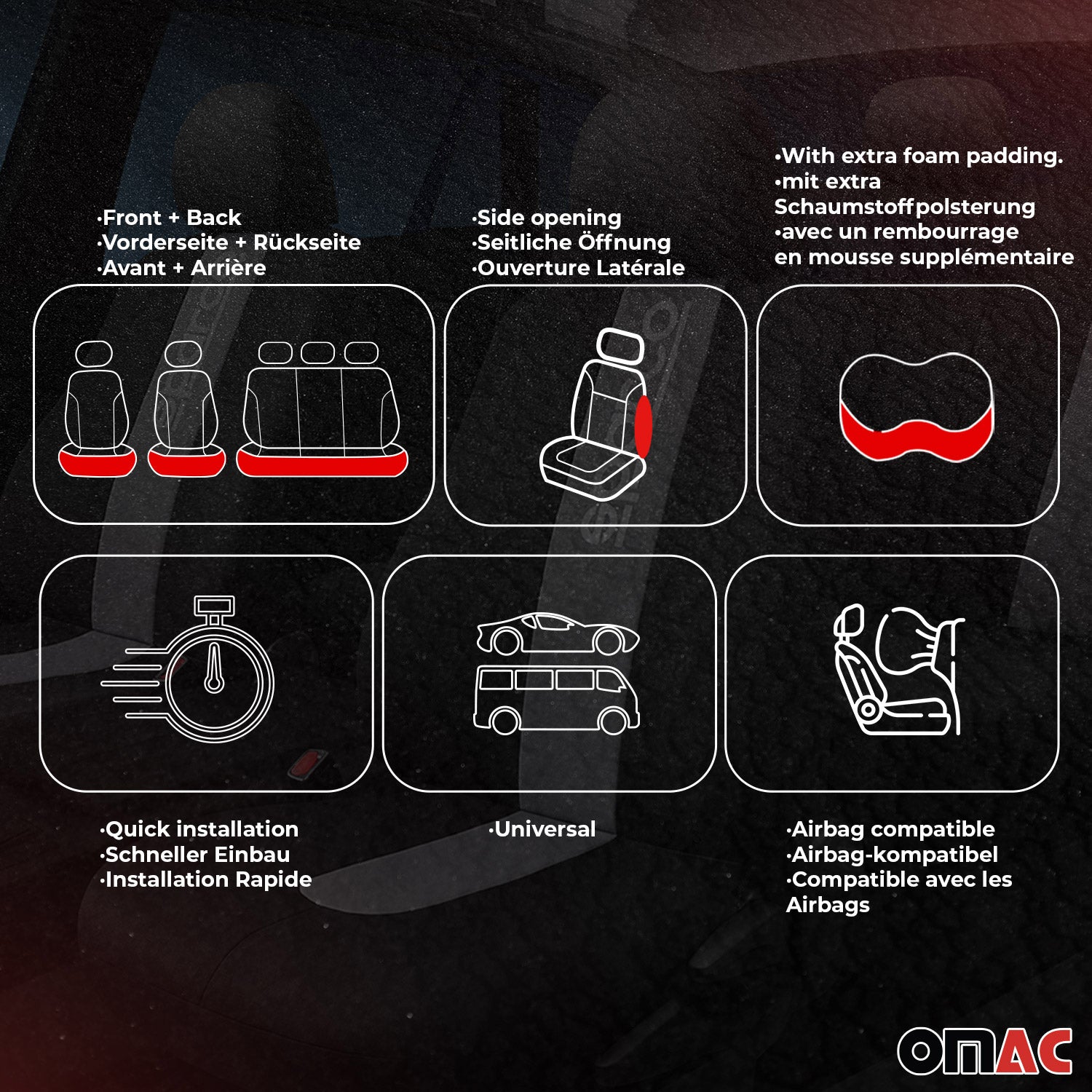 Sparco Funda de Asiento Universal Negro Azul 9Pza Poliéster