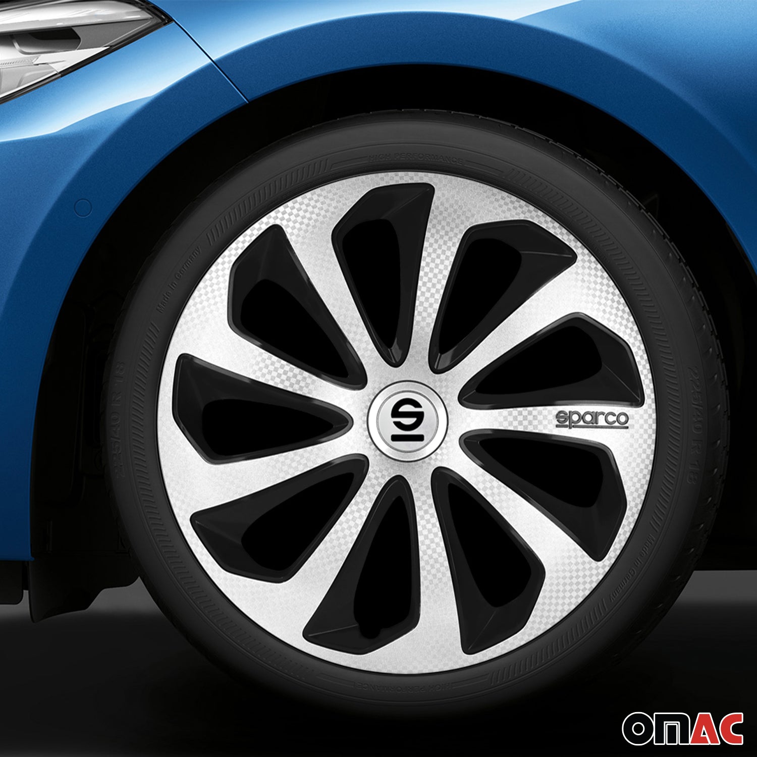 Sparco Sicilia Tapacubos 15 Pulgadas Universal Plata Carbono Negro