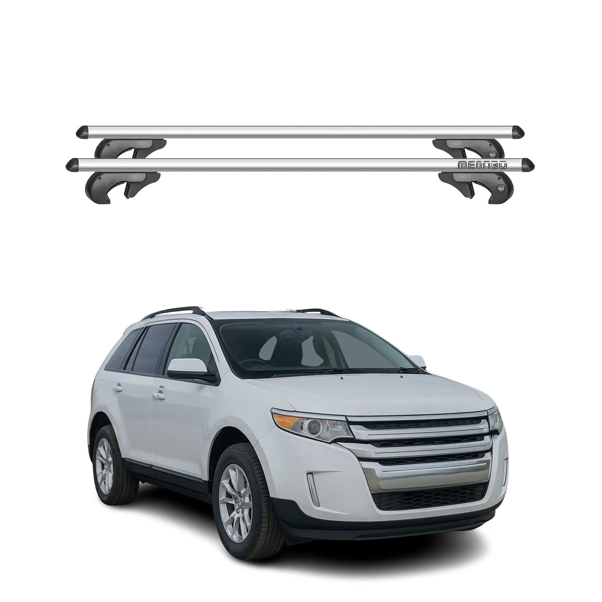 Menabo Barras de Techo Coche Barra para Ford Edge 2006-2010 Gris Aluminio 2Pza