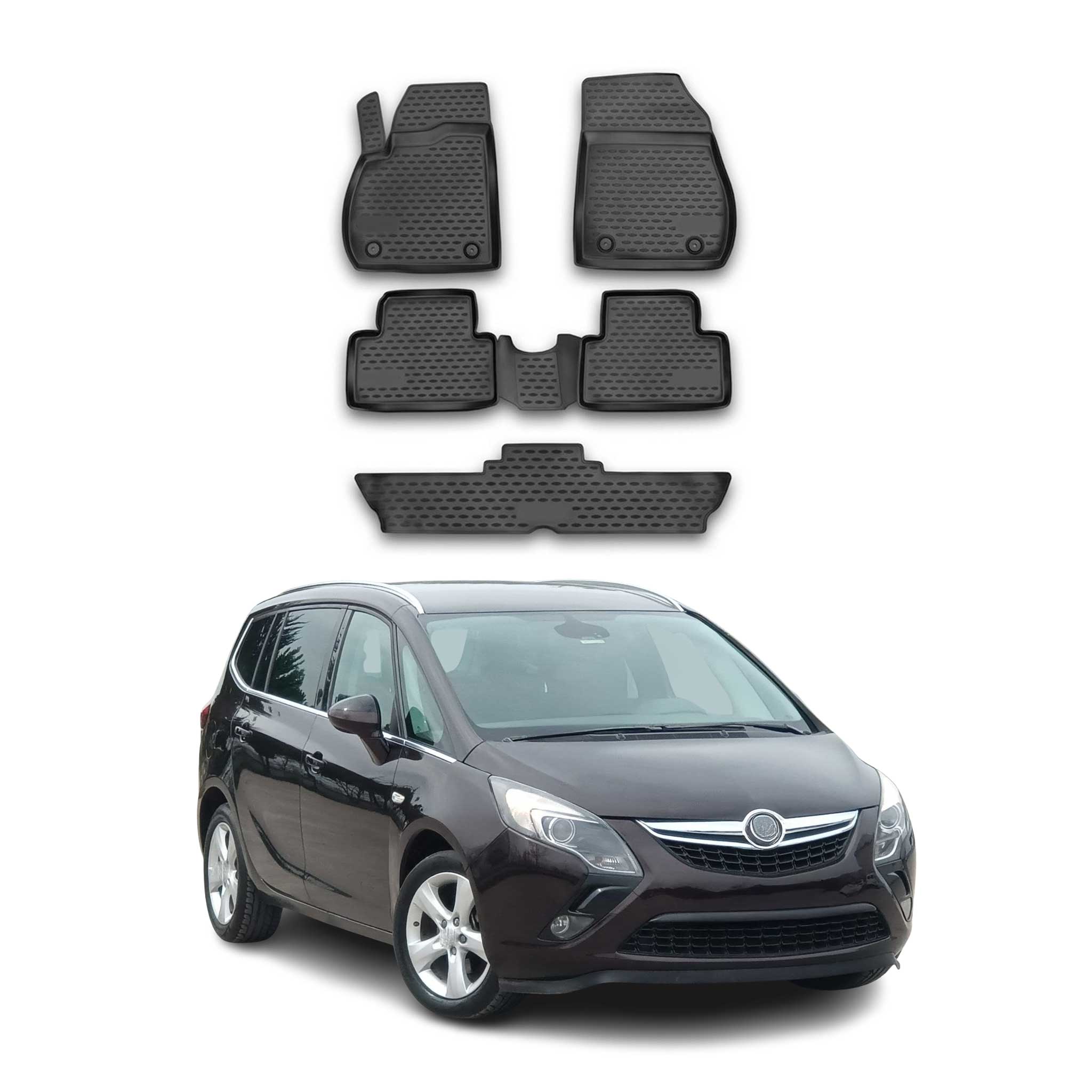 OMAC Alfombrillas De Coche para Opel Zafira C 2011-2019 7-Asiento Negro TPE 5Pza