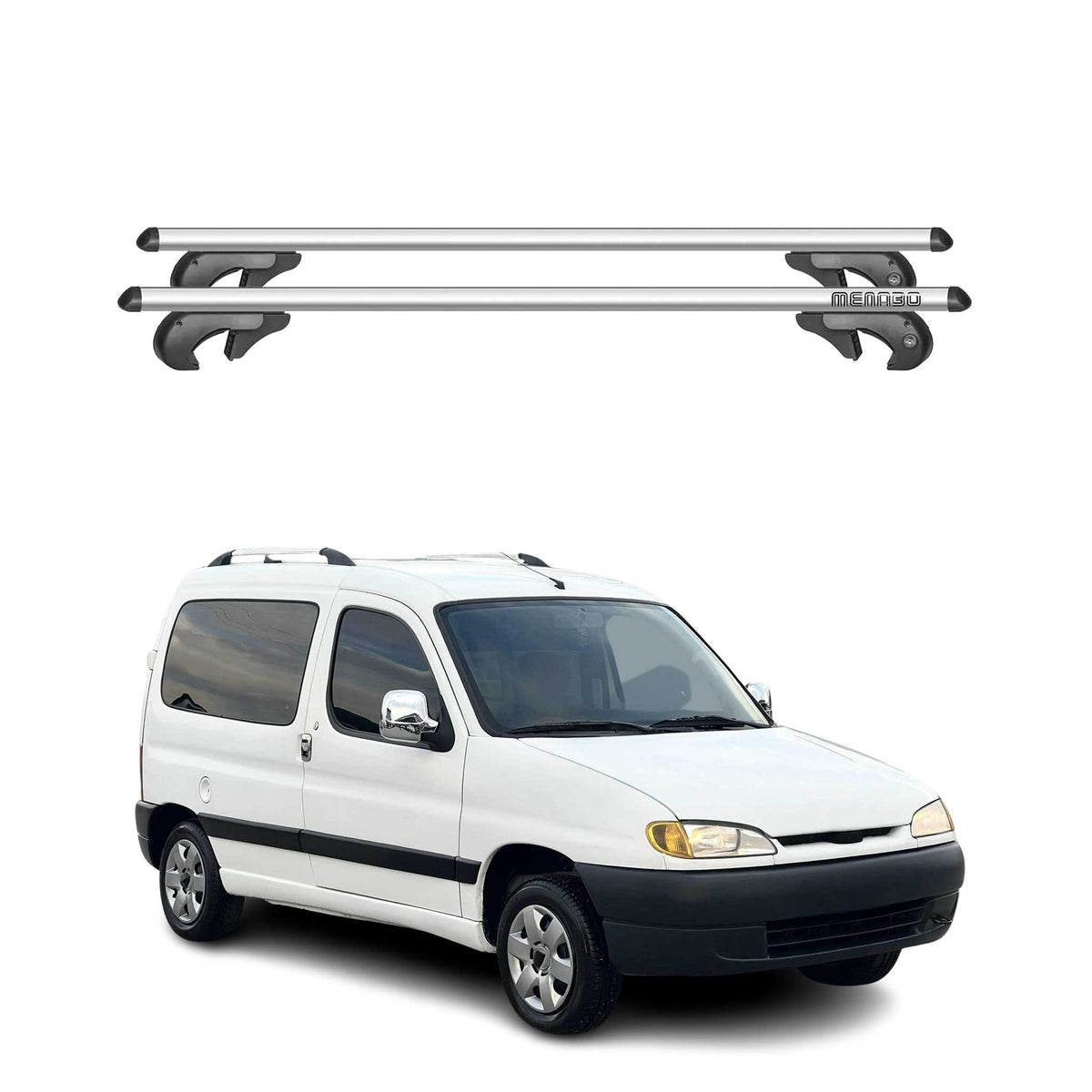 Menabo Barras de Techo Coche Barra para Peugeot Partner Air 1996-2013 Gris Alu