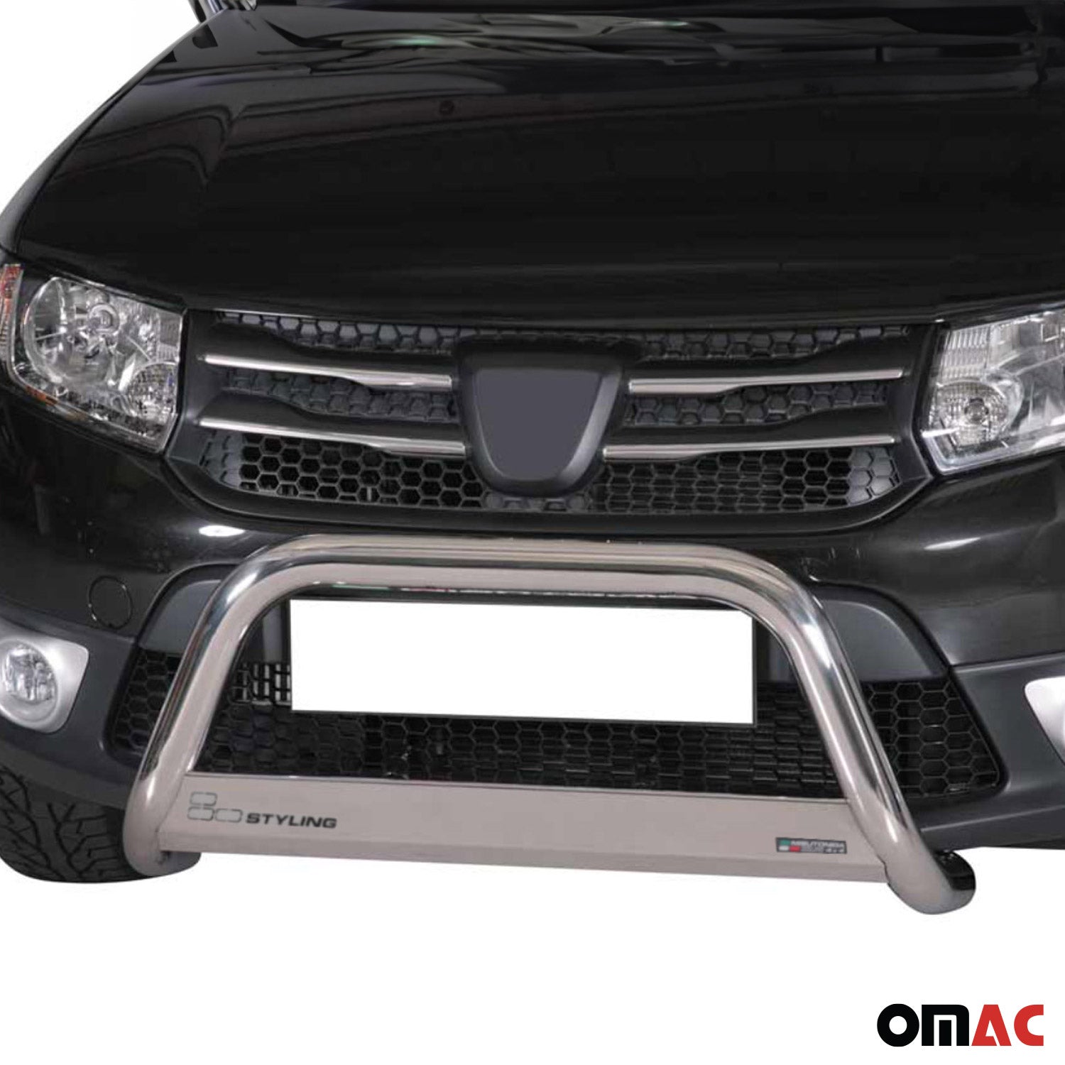 Bull Barra Frontal para Sandero Stepway 2012-2016 Plata Brillante Acero 1Pza