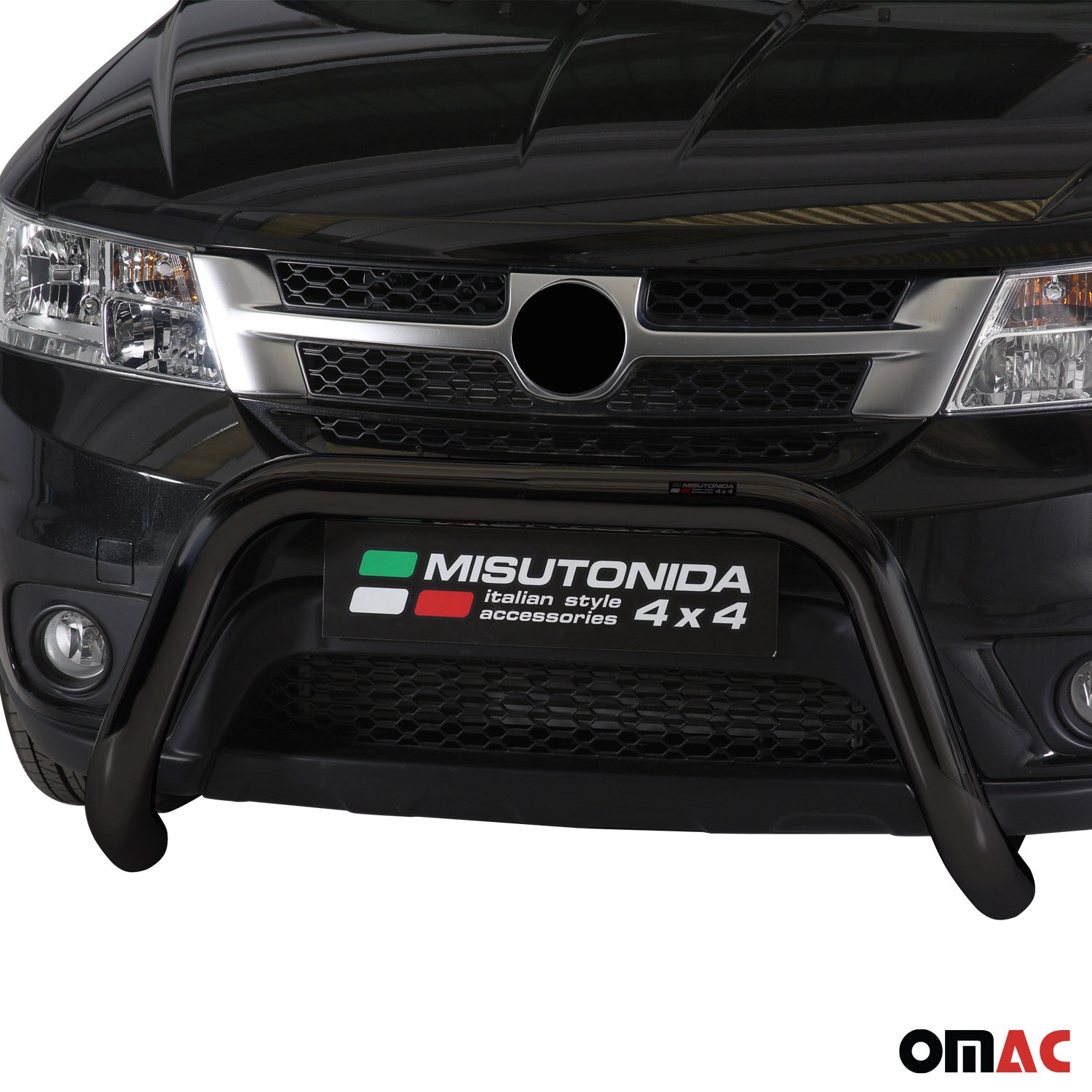 Bull Barra Frontal para Fiat Freemont 2011-2016 Negro Brillante Acero 1Pza