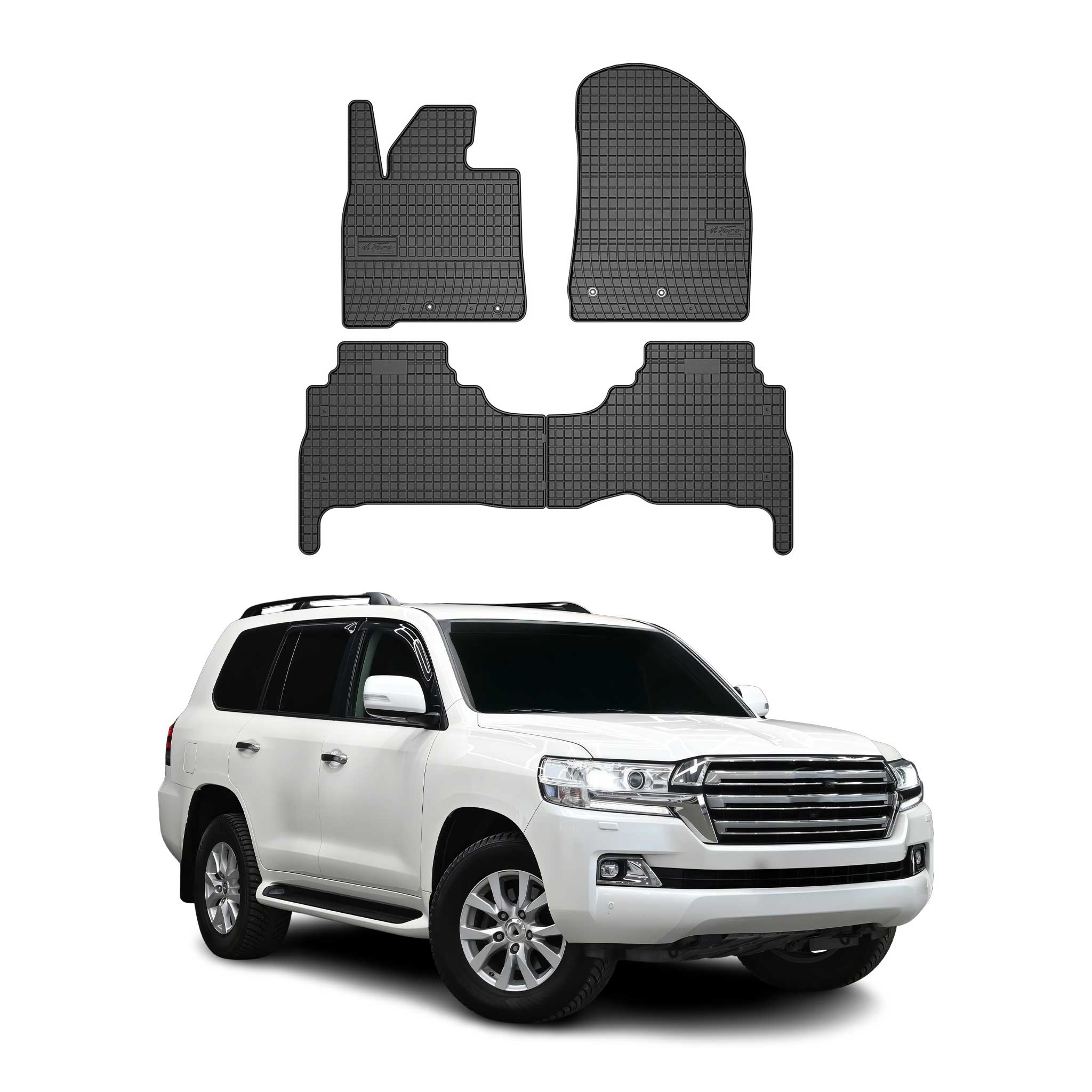 OMAC Alfombrillas Coche para Toyota Land Cruiser 200 2015-2025 Negro Goma 4Pza
