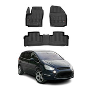 OMAC Premium Alfombrillas De Coche para Ford S-Max 2006-2014 Negro TPE Goma 3Pza
