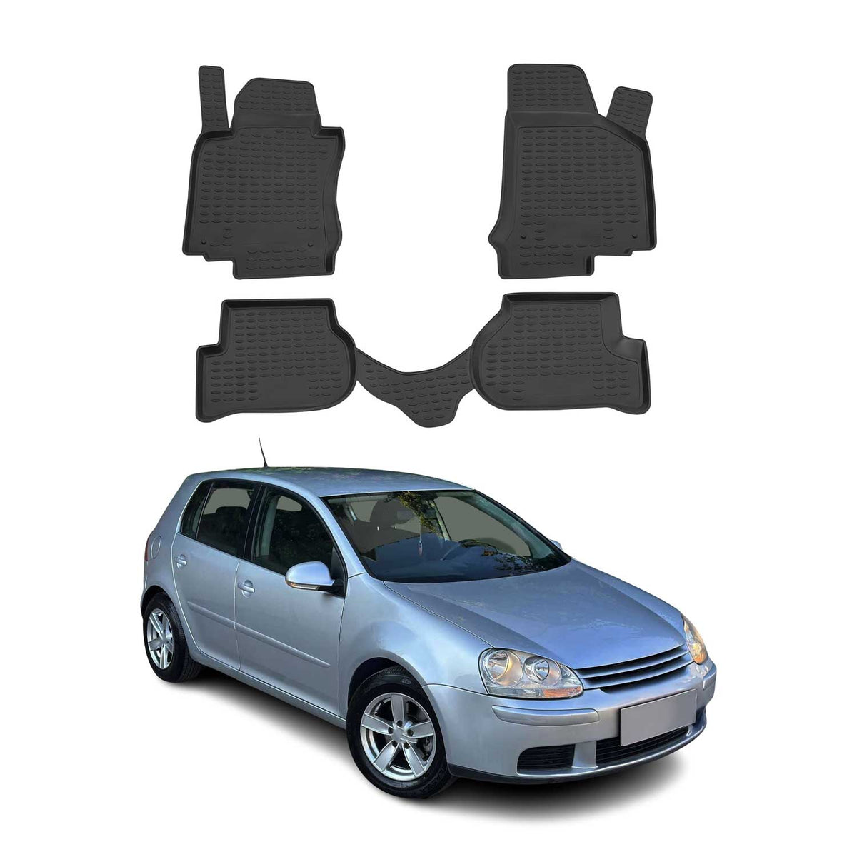 OMAC Alfombrillas De Coche para VW Golf Mk5 2003-2009 Negro Goma TPE 4Pza