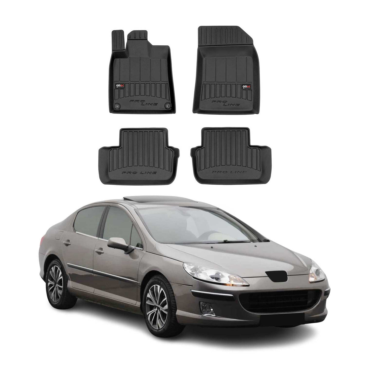 OMAC Premium Alfombrillas Coche para Peugeot 407 Sedán Familiar 2004-2011 TPE 4x