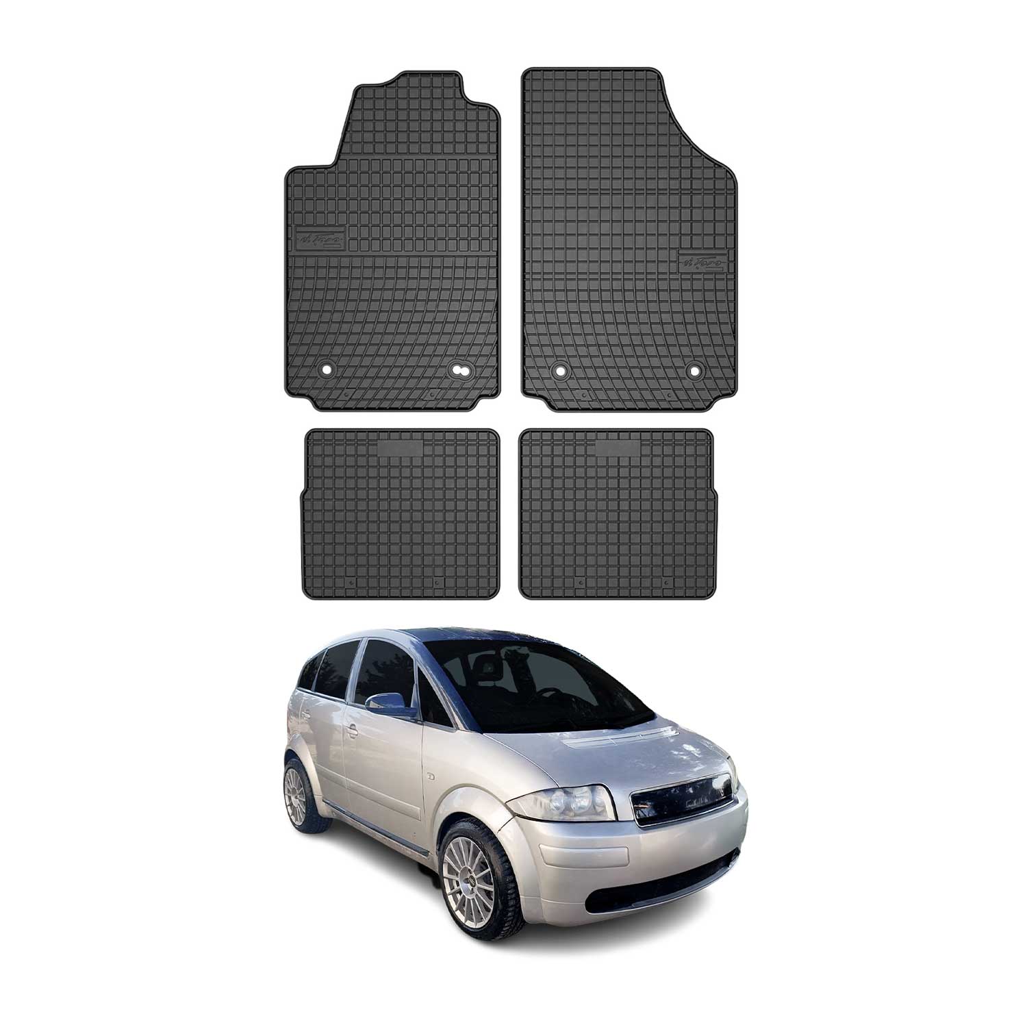 OMAC Alfombrillas De Coche para Audi A2 8Z0 2000-2005 Negro Goma 4Pza