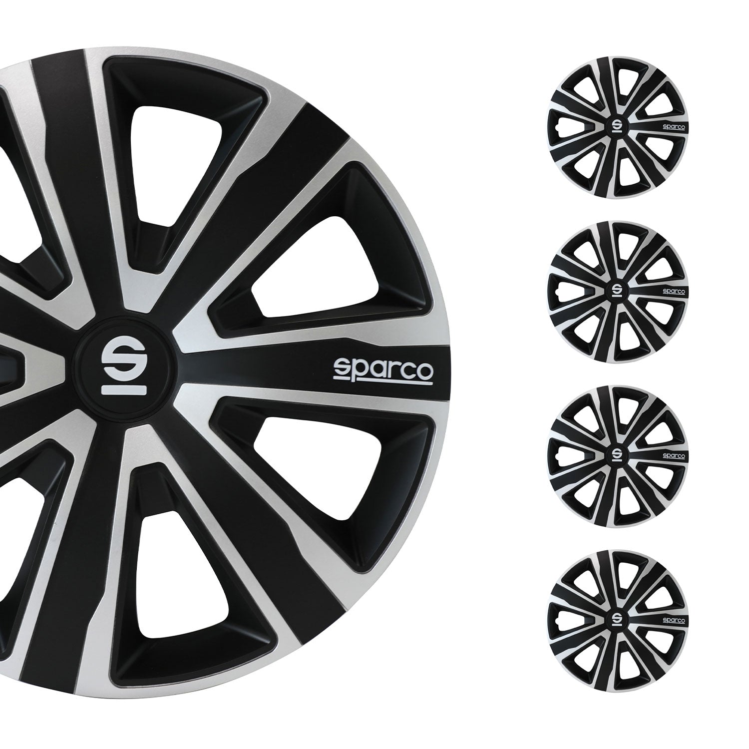 Sparco Palermo Tapacubos 16" pulgadas Universal Negro Plata ABS Plástico