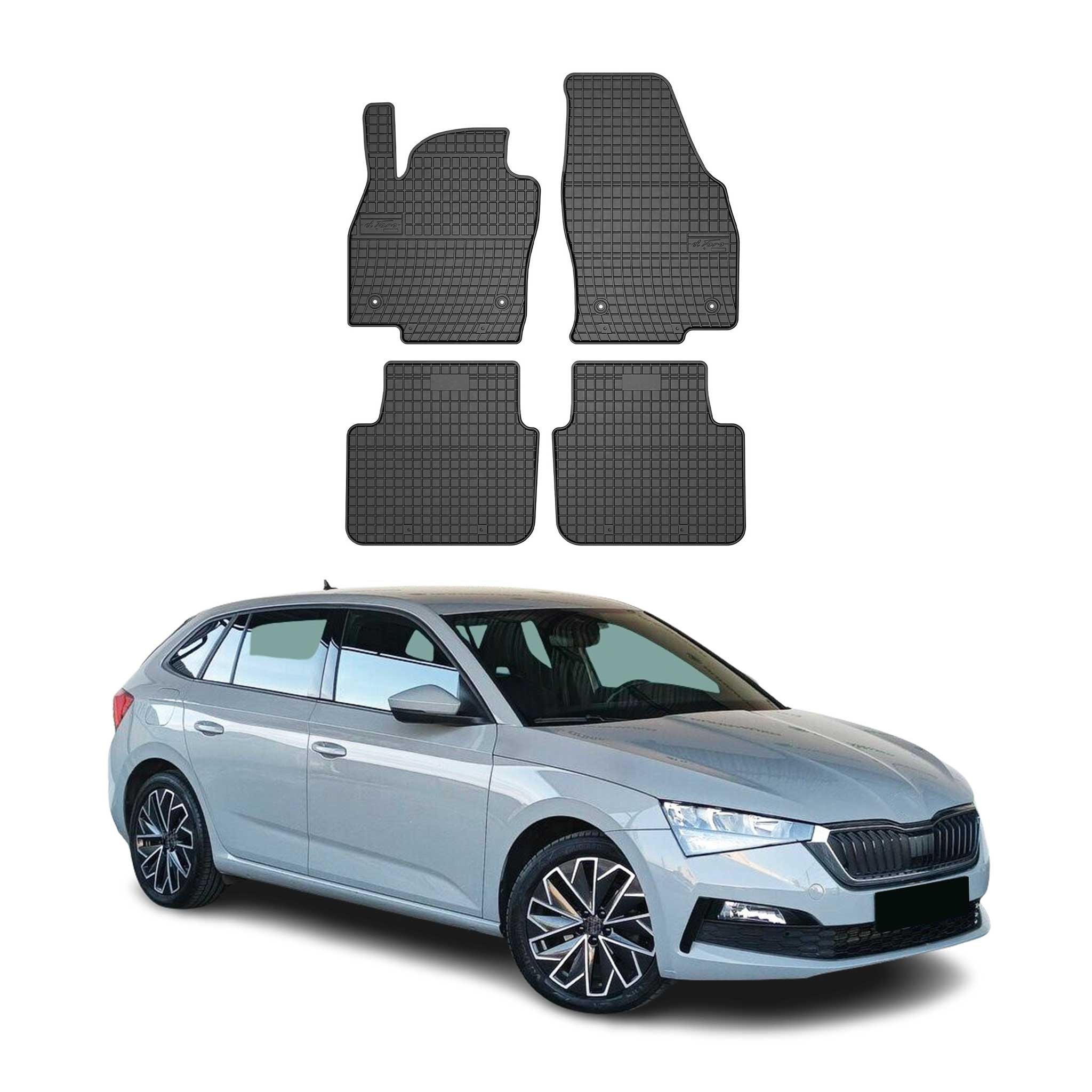 OMAC Alfombrillas De Coche para Skoda Scala 2019-2025 Negro Goma 4Pza