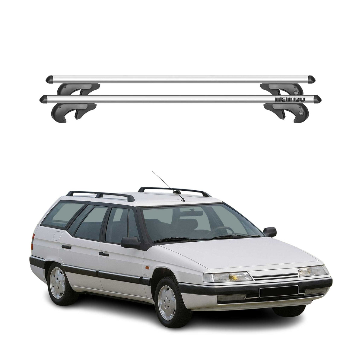 Menabo Barras de Techo Baca para Citroen XM Break 1994-2000 Gris Aluminio 2Pza