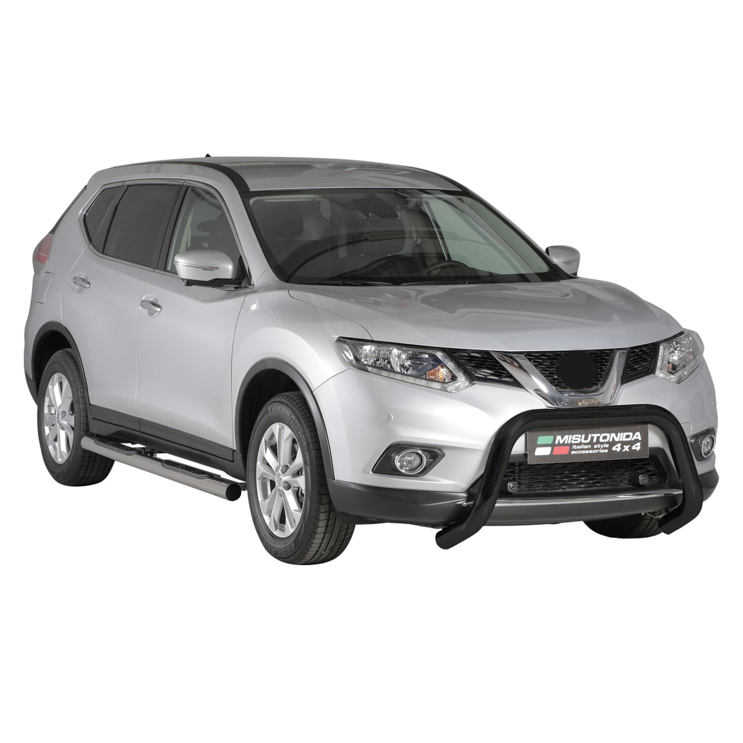 Bull Barra Frontal para Nissan X-Trail 2015-2017 Negro Brillante Acero