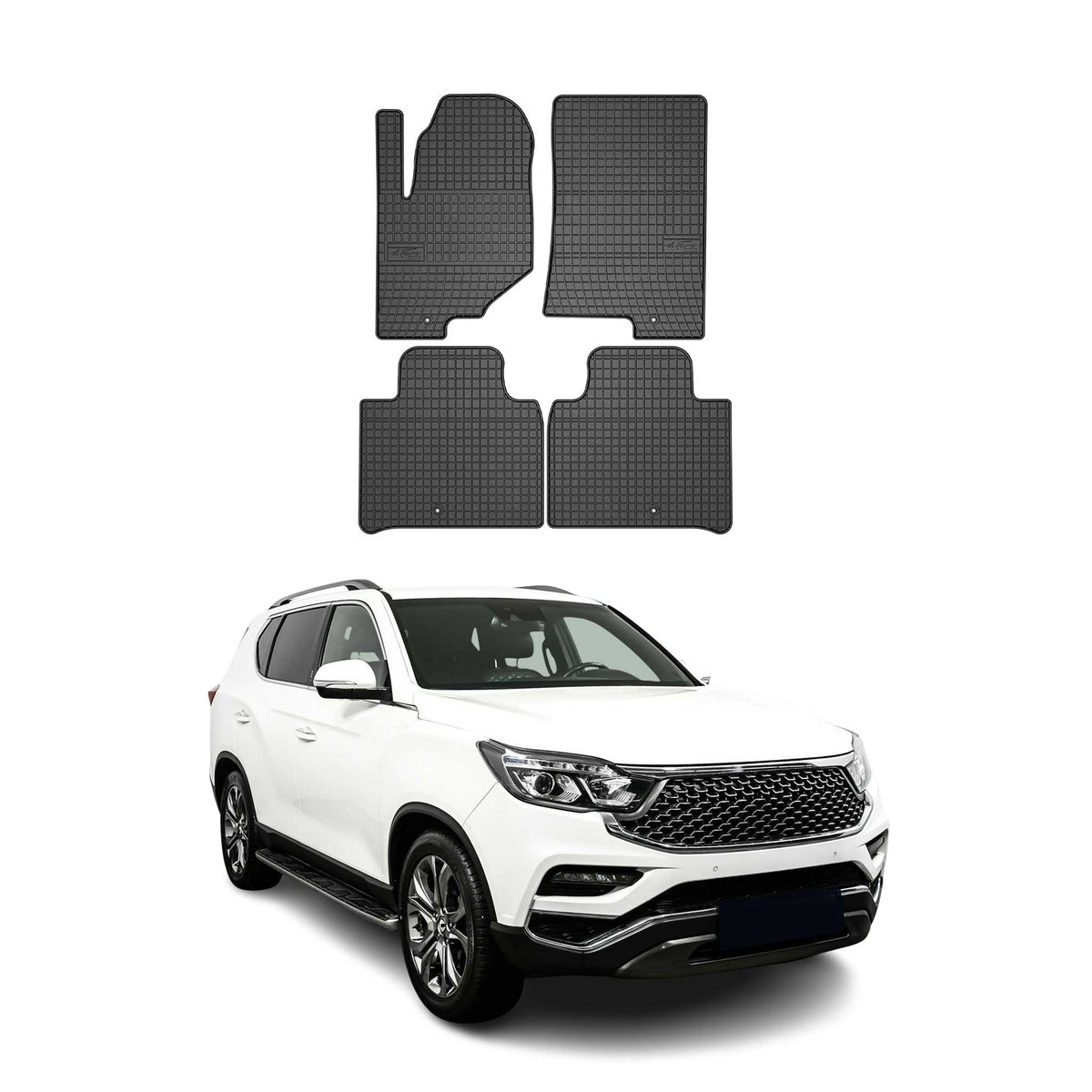 OMAC Alfombrillas De Coche para Ssangyong Rexton 2017-2025 Negro Goma 4Pza
