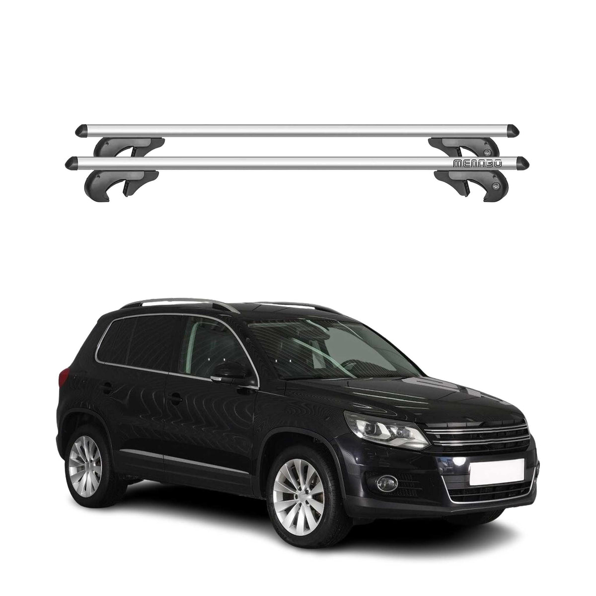 Menabo Barras de Techo Baca para VW Tiguan 5N 2011-2016 Gris Aluminio 2Pza