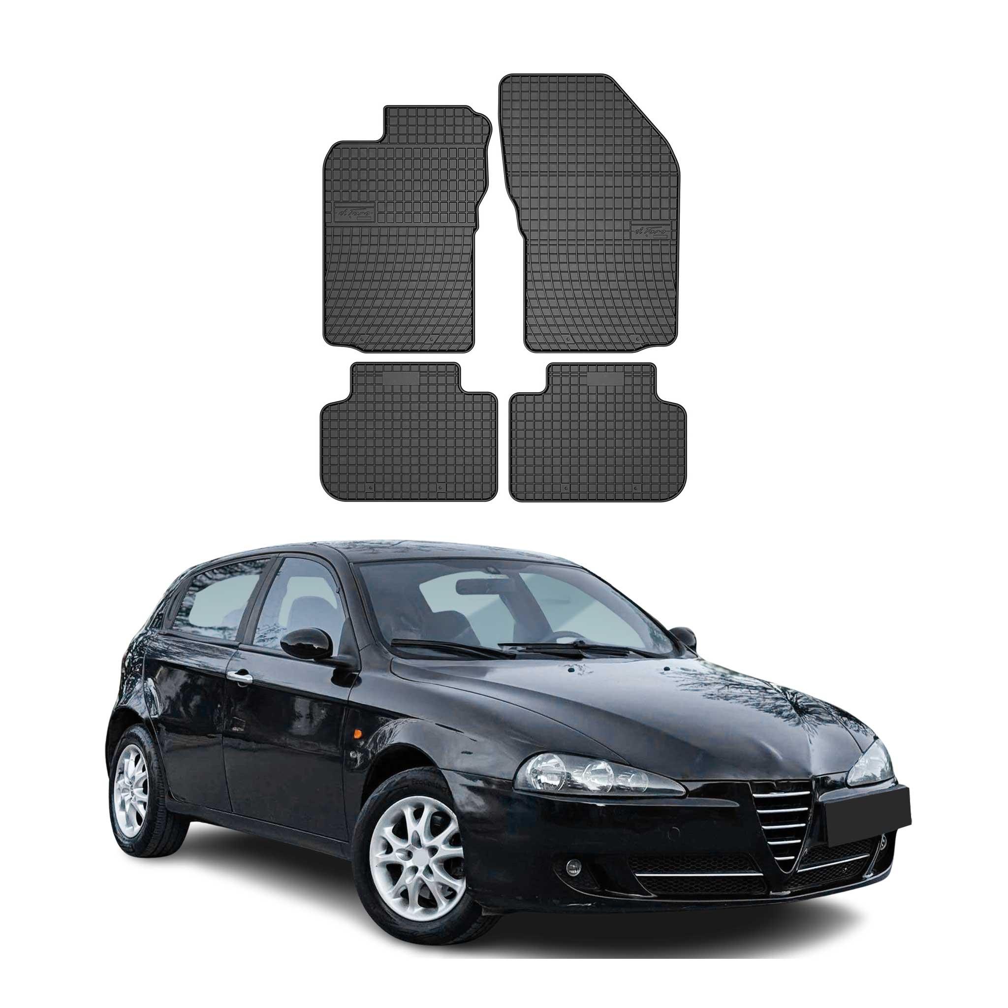 OMAC Alfombrillas De Coche para Alfa Romeo 156 147 2000-2010 Negro Goma 4Pza