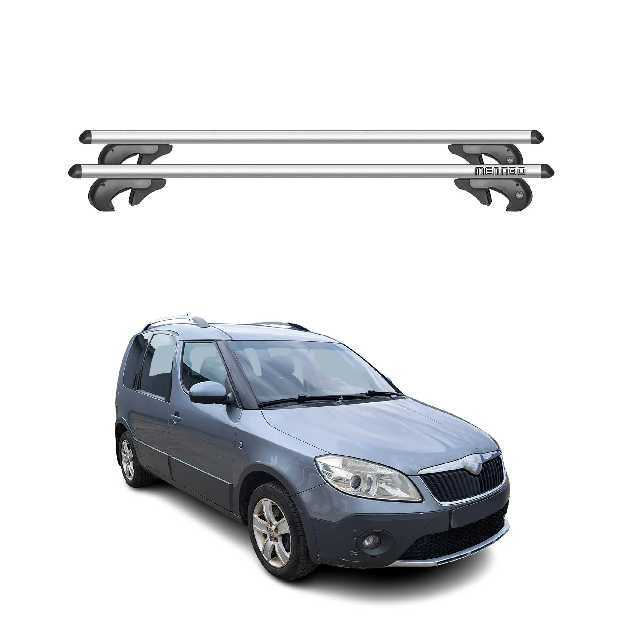 Menabo Barras de Techo Baca para Skoda Roomster 2006-2015 Gris Aluminio 2Pza